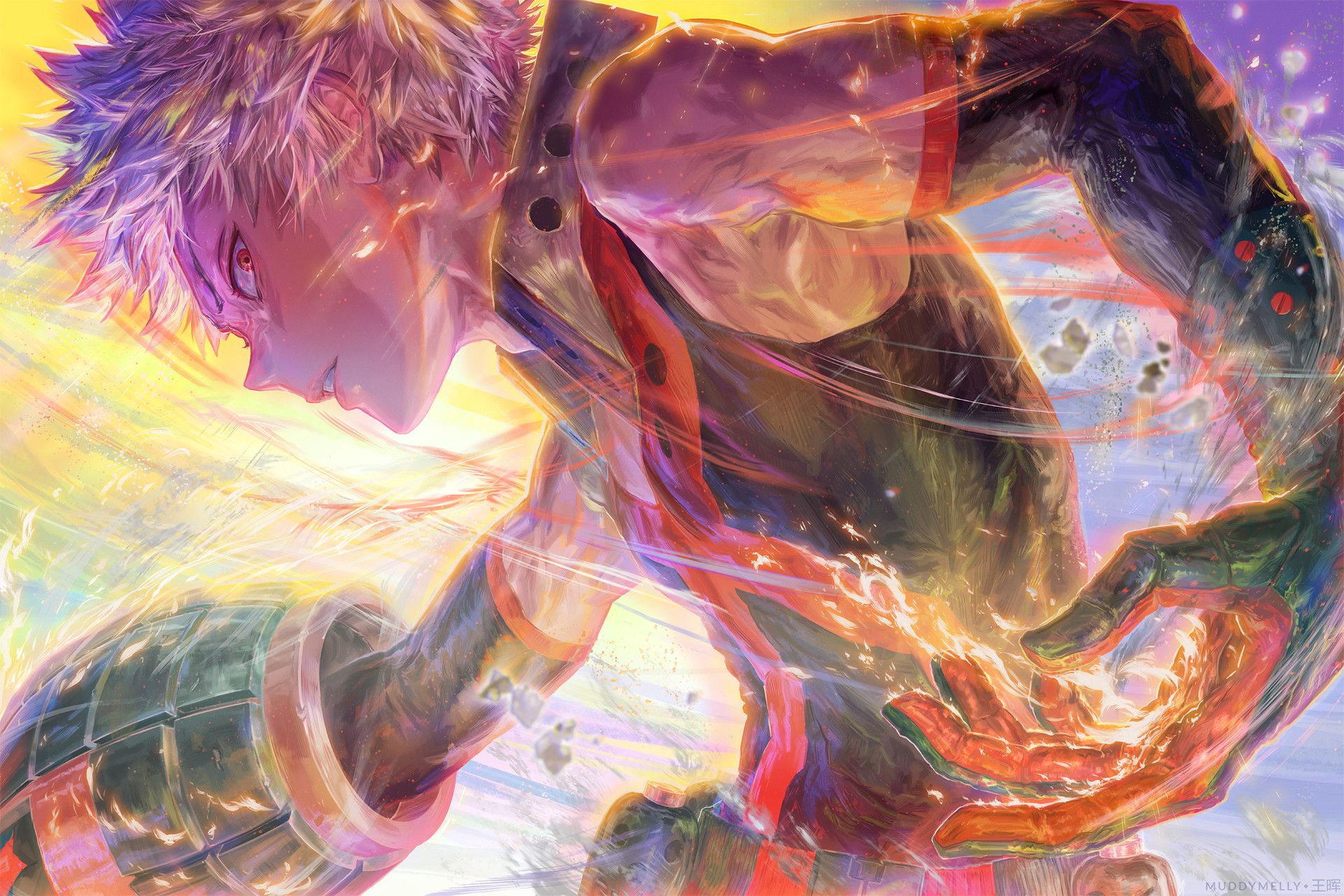 Deku My Hero Academia sfondo verde, One For All, 2932x2932 WQXGA, PC
