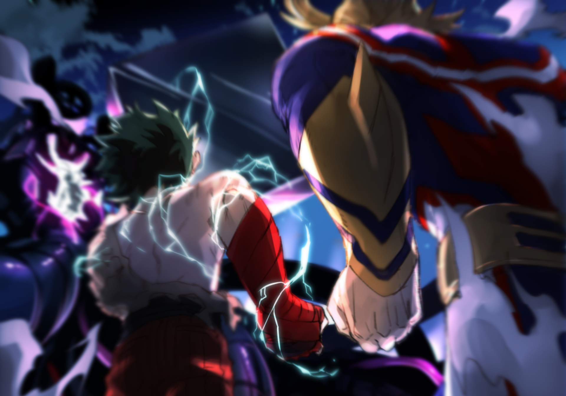 Deku e All Might vs villain, My Hero Academia, 1920x1344 Full HD+, Desktop