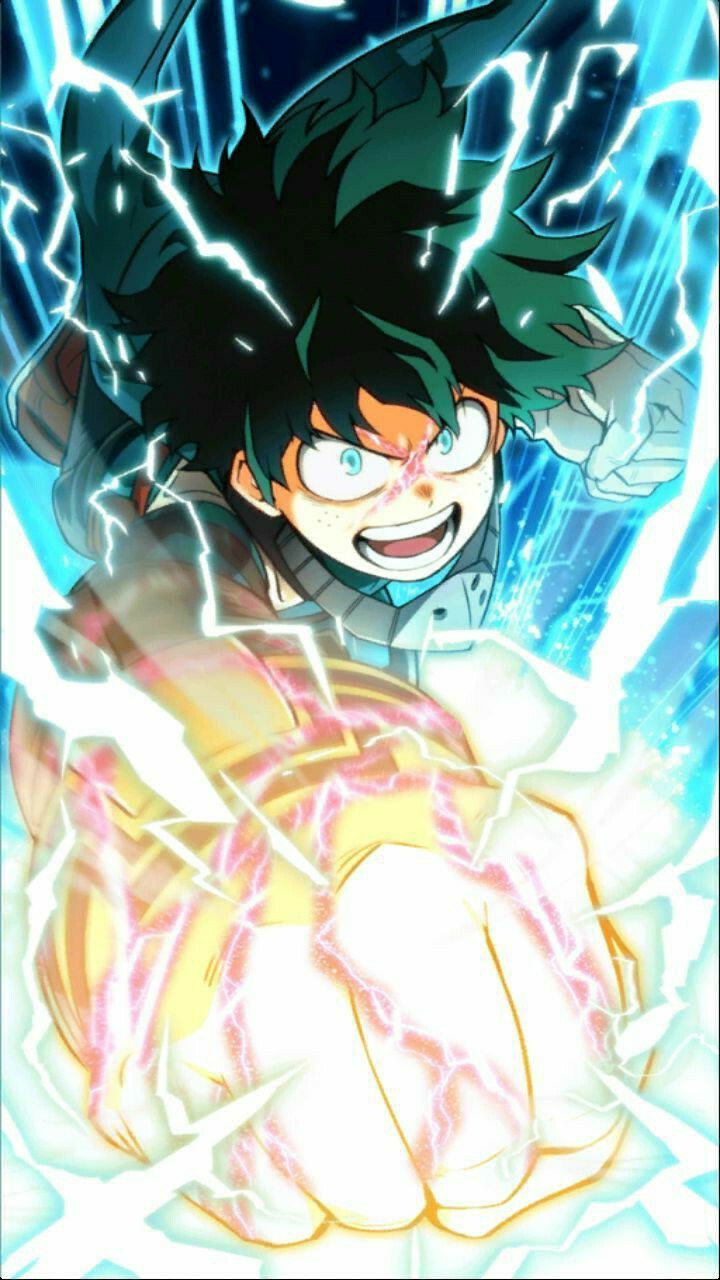 Deku Midoriya fulmini verdi, One For All, 720x1280 Full HD Verticale, Smartphone