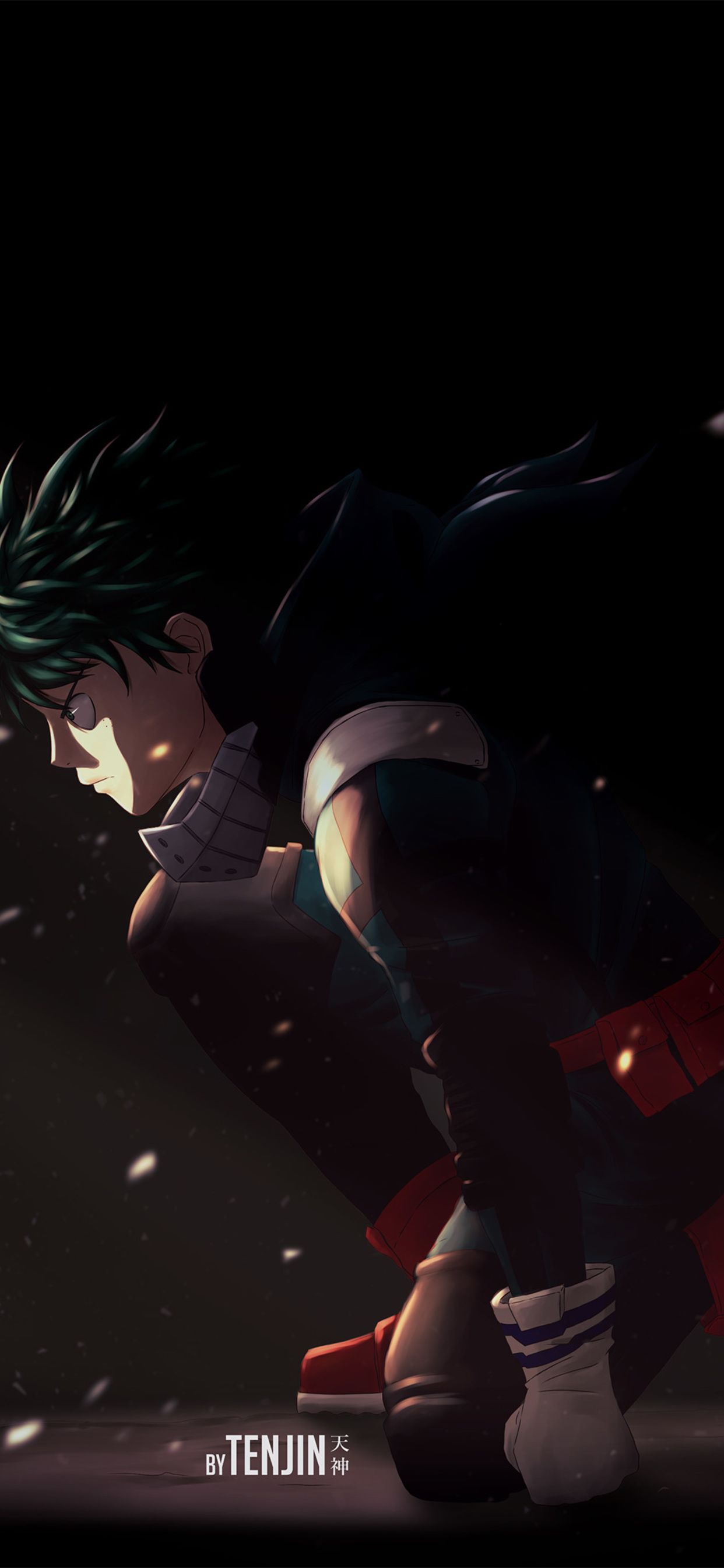 Deku My Hero Academia scuro, anime shonen, 1242x2688 Verticale, Telefono