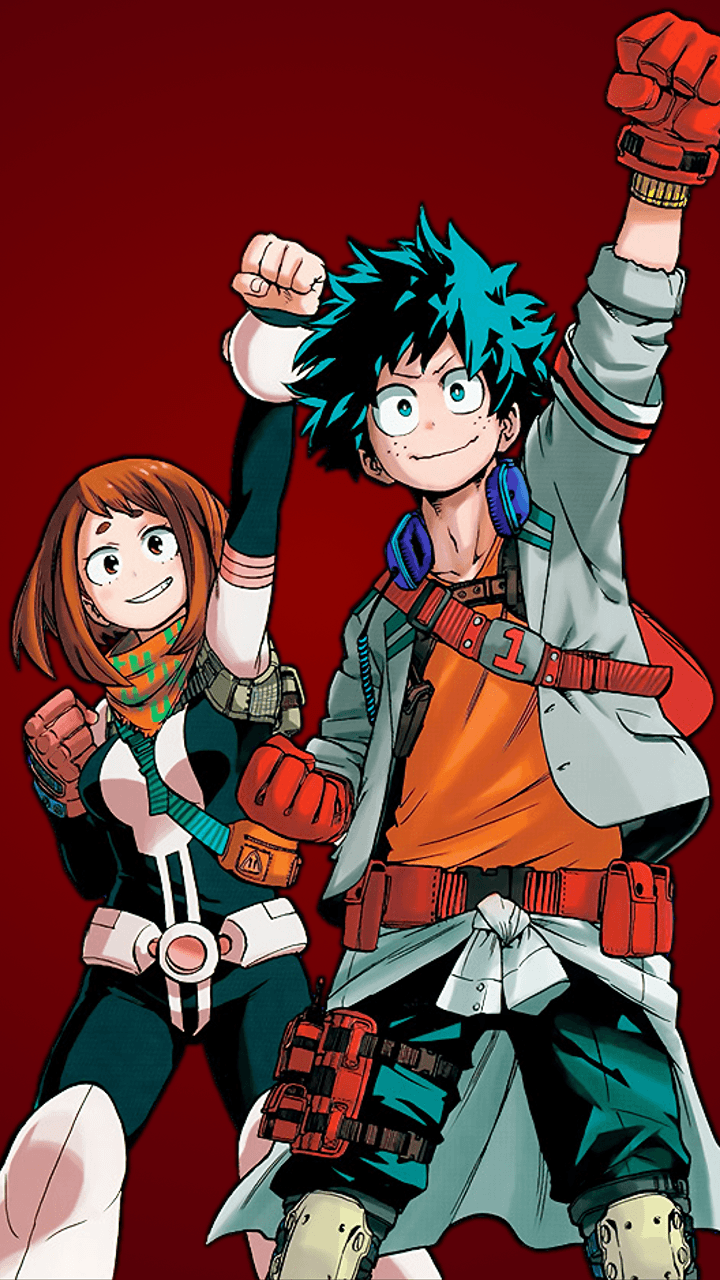 Uraraka e Deku, My Hero Academia, anime shonen, 720x1280 Verticale, Mobile