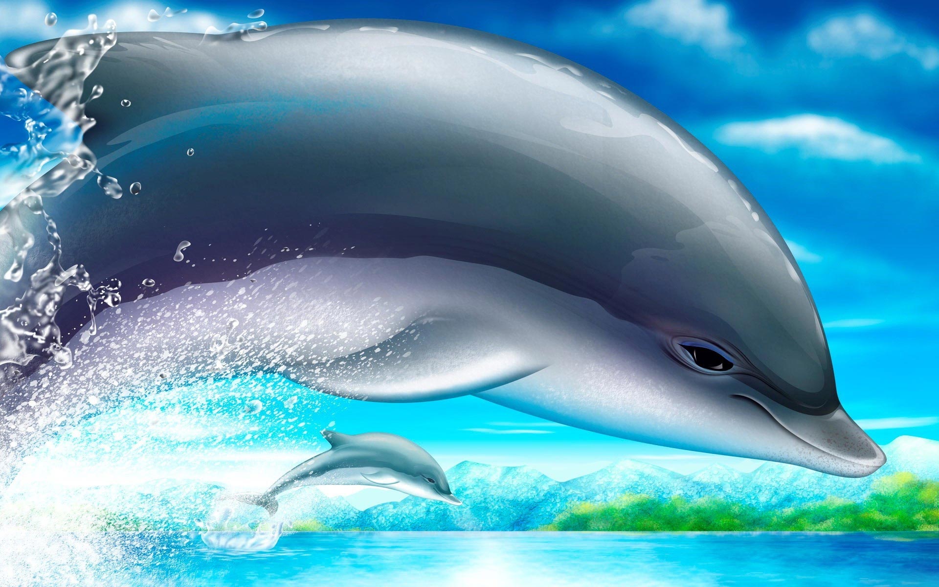 Delfino che salta sull'acqua, 1920x1200 Full HD+, Desktop