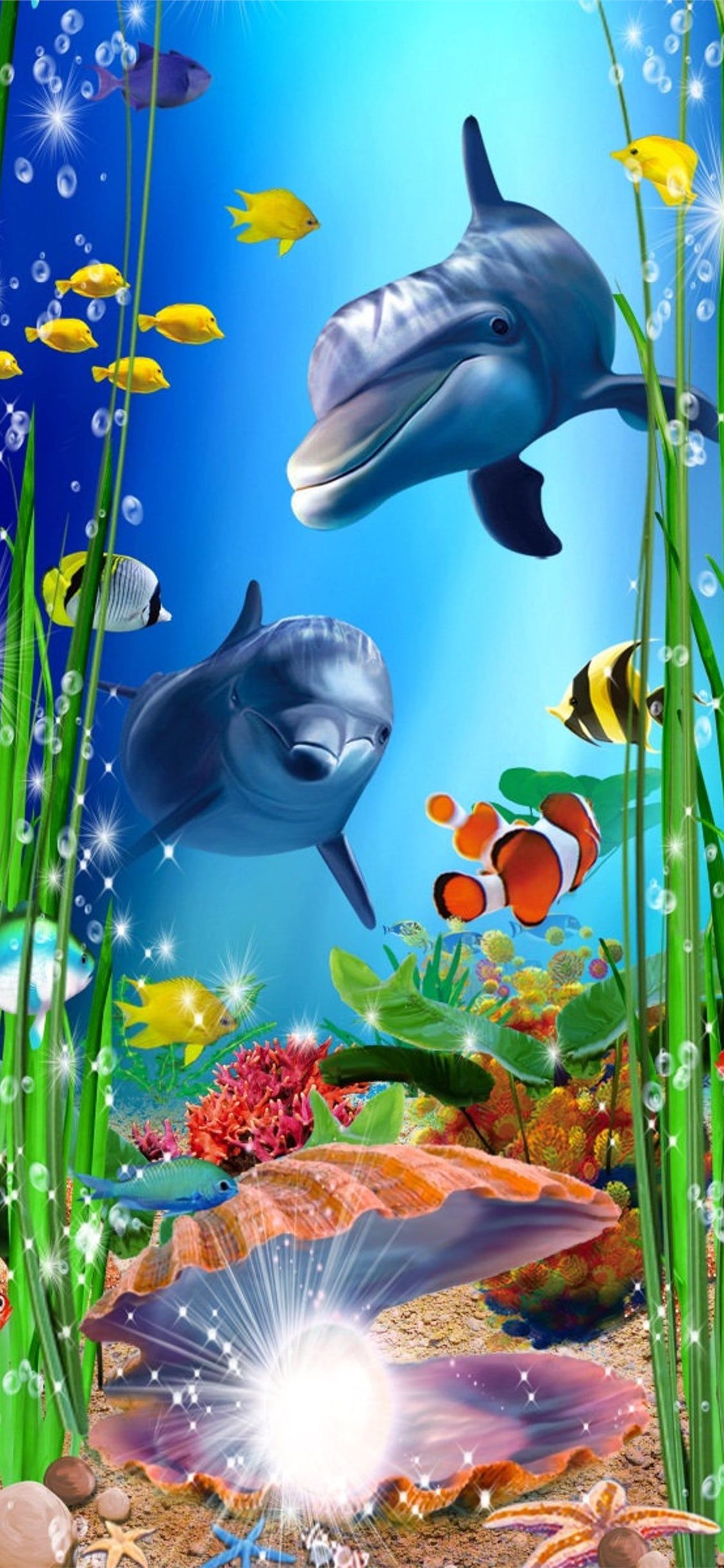 Delfini oceano subacqueo, 1125x2436 Verticale, iPhone