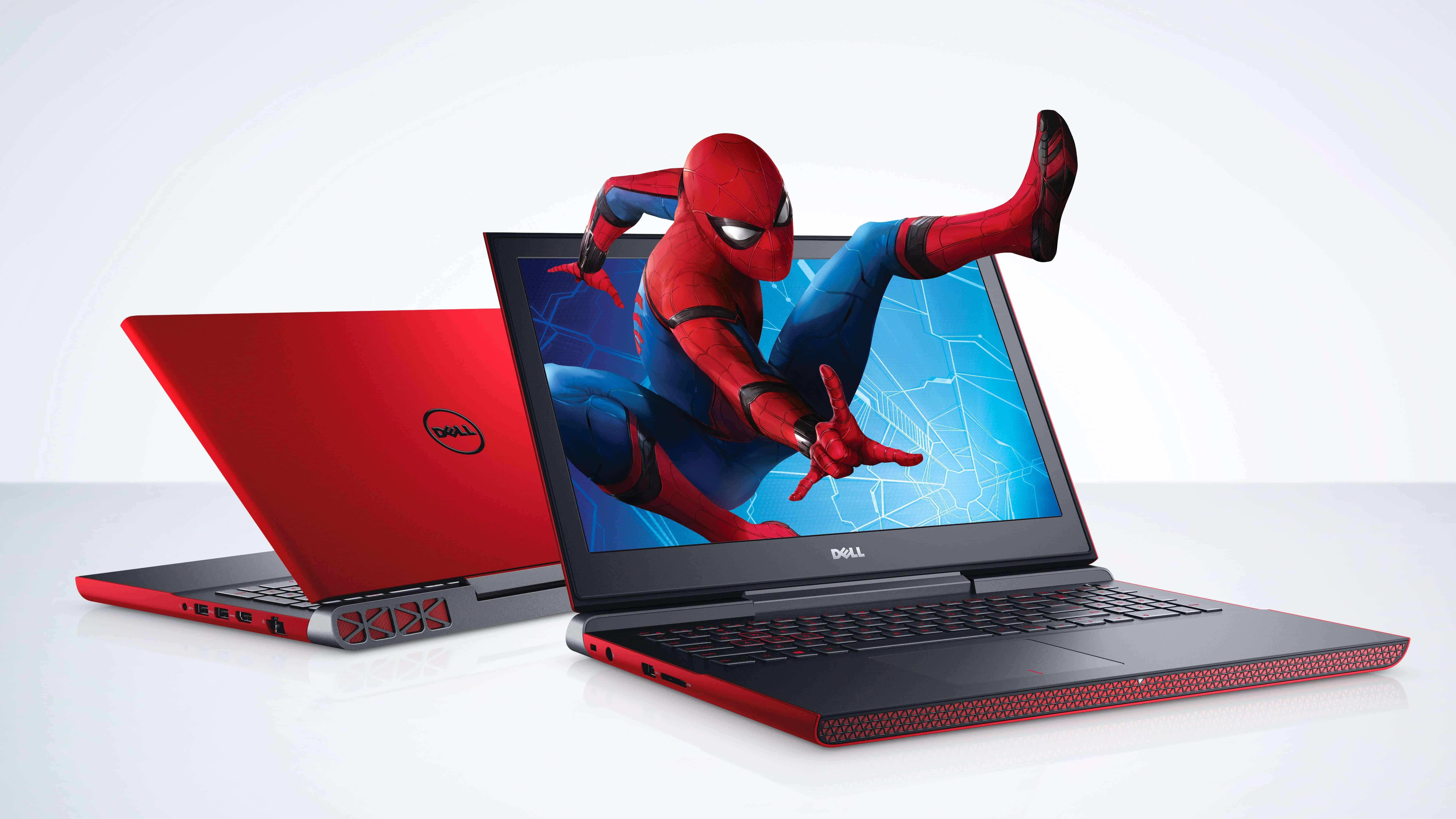 Laptop Dell rosso con Spider-Man, Uomo Ragno, 7680x4320 Ultra HD, 4K TV