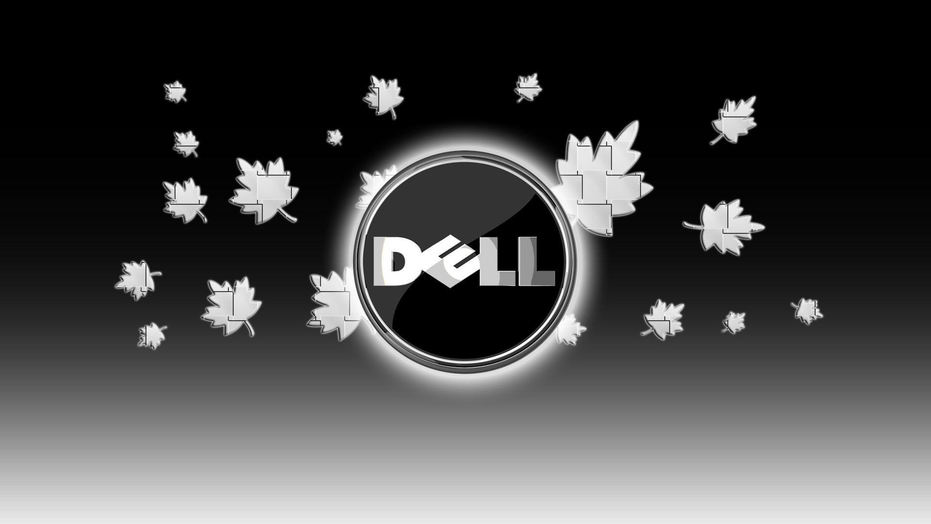 Logo Dell foglie bianco nero, 1920x1080 Full HD 1080p, PC Desktop