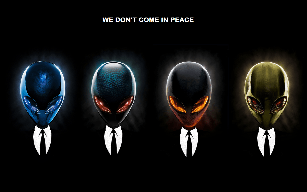 Teschi alieni Alienware con cravatte, computer gaming, 1280x800 720p, PC