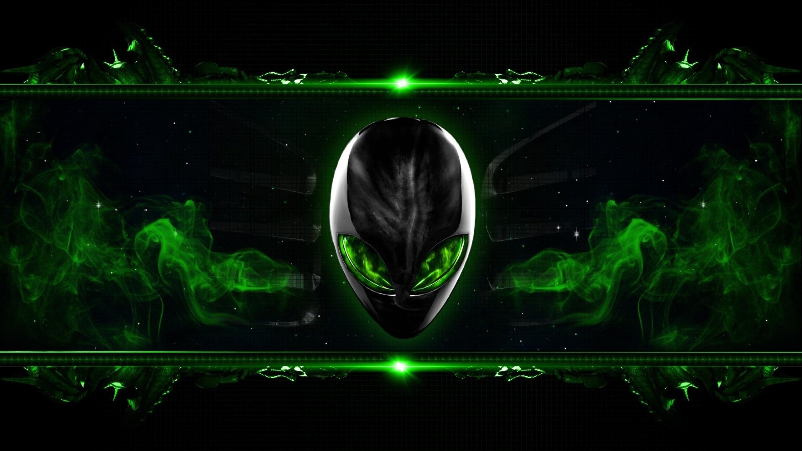 Logo Alienware alieno verde, 2560x1440 2K QHD, Monitor Gaming