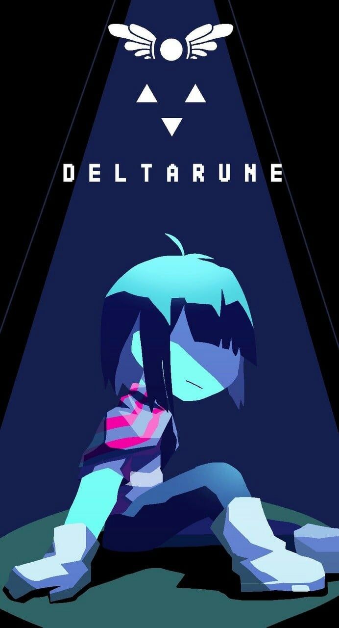 Kris seduto, luce blu Deltarune, 692x1280 Full HD Verticale, iPhone Plus