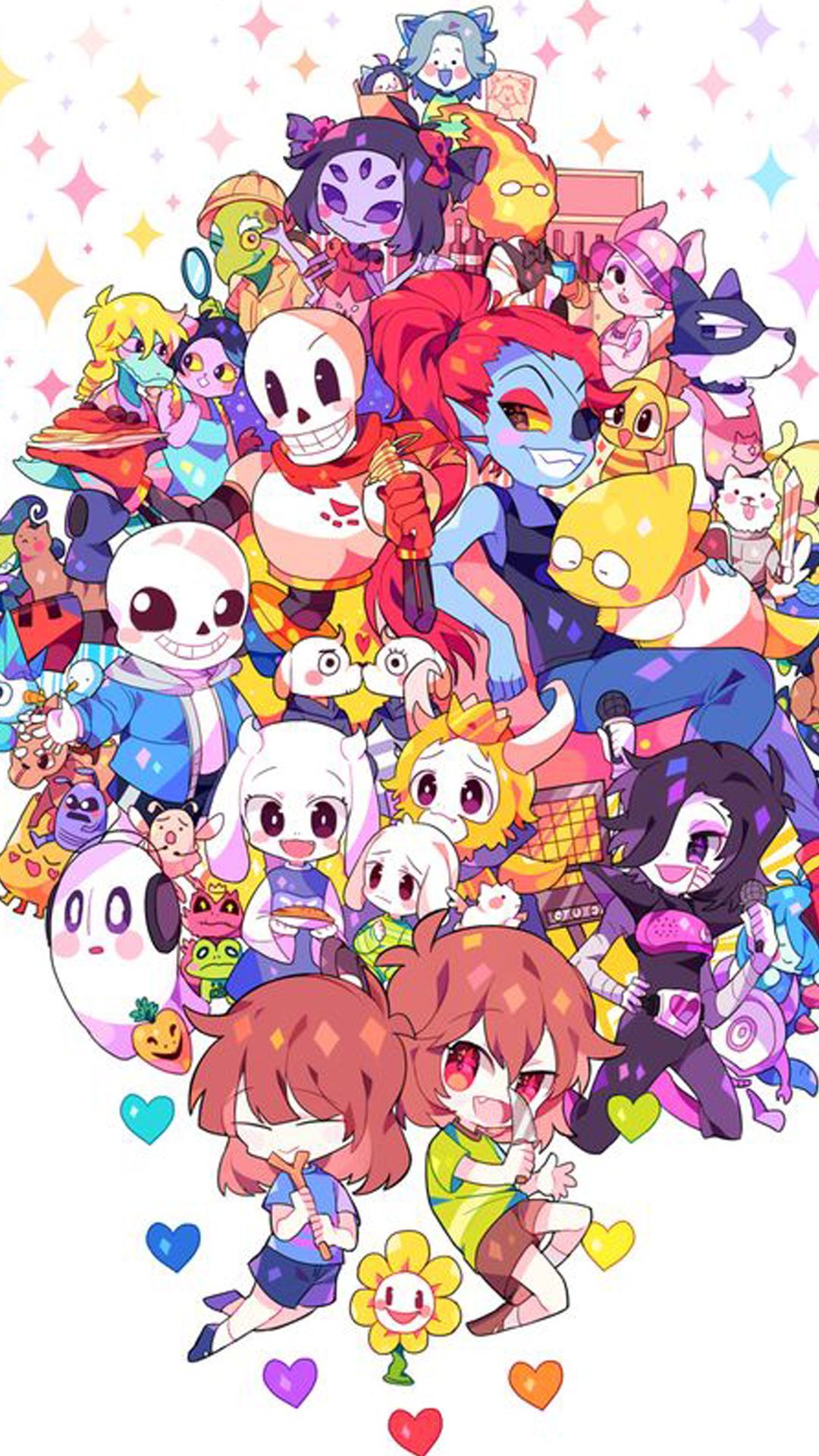 Personaggi Undertale colorati, 1080x1920 Verticale, iPhone