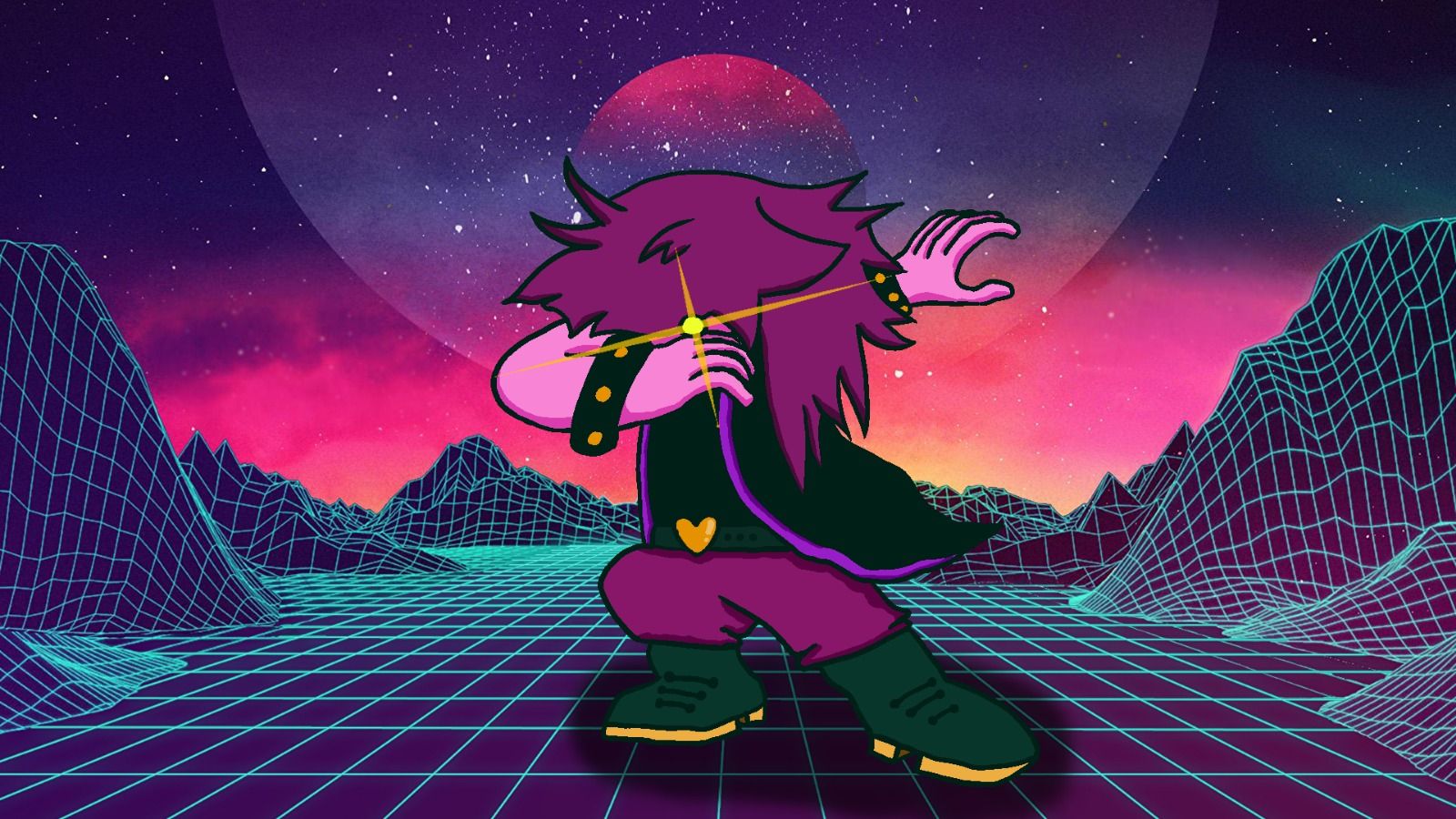 Susie Deltarune stile retrowave, 1600x900 900p, Desktop
