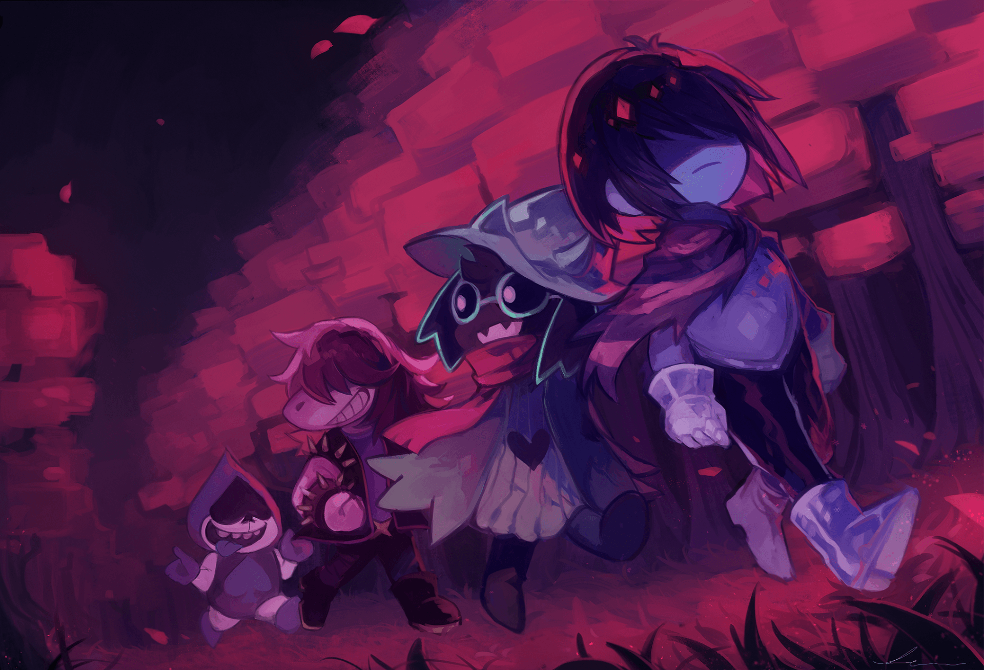 Personaggi Deltarune corridoio rosso, 1920x1307 Full HD+, Desktop