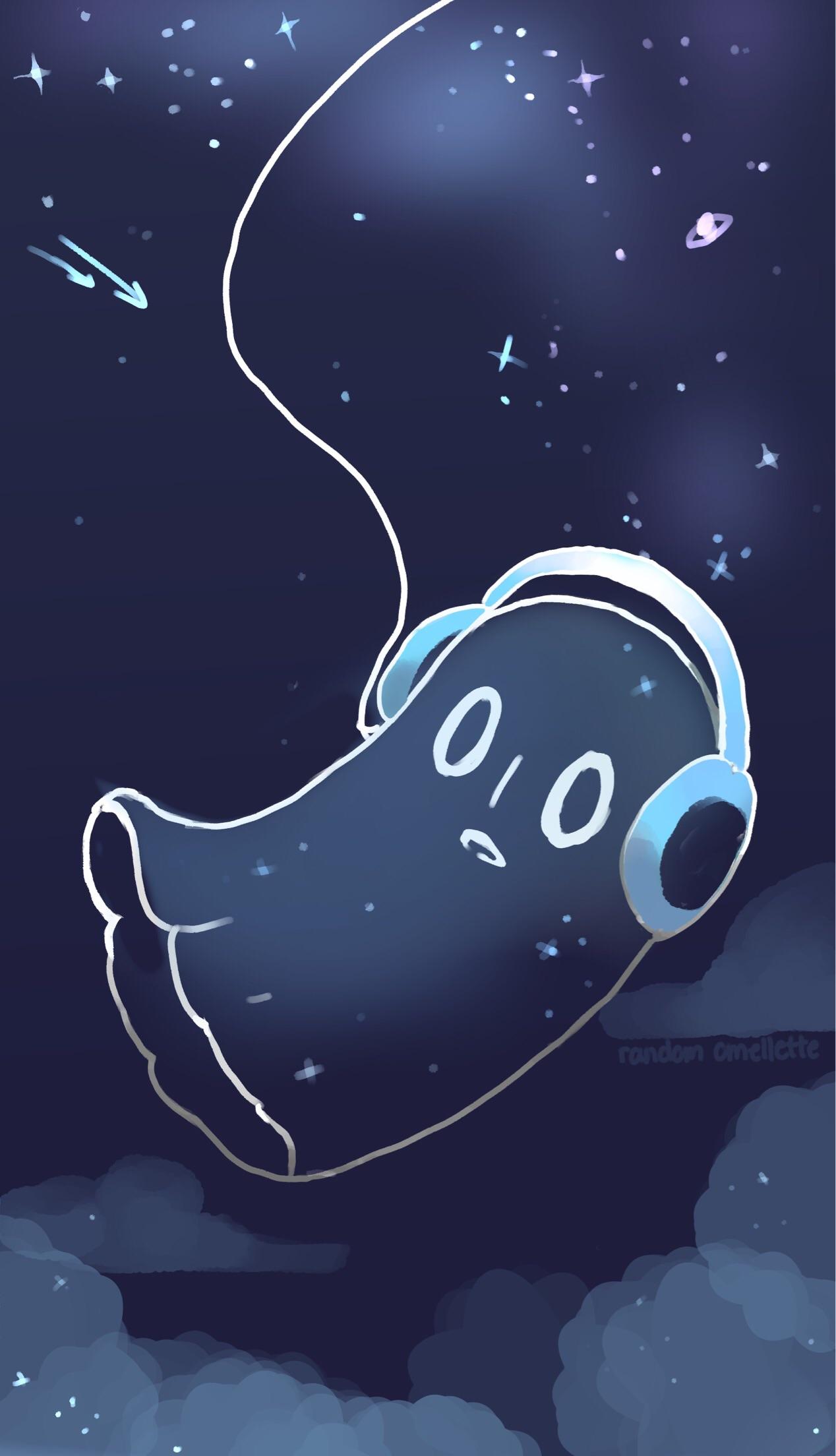 Napstablook Deltarune fantasma cielo, 1268x2208 Verticale, iPhone