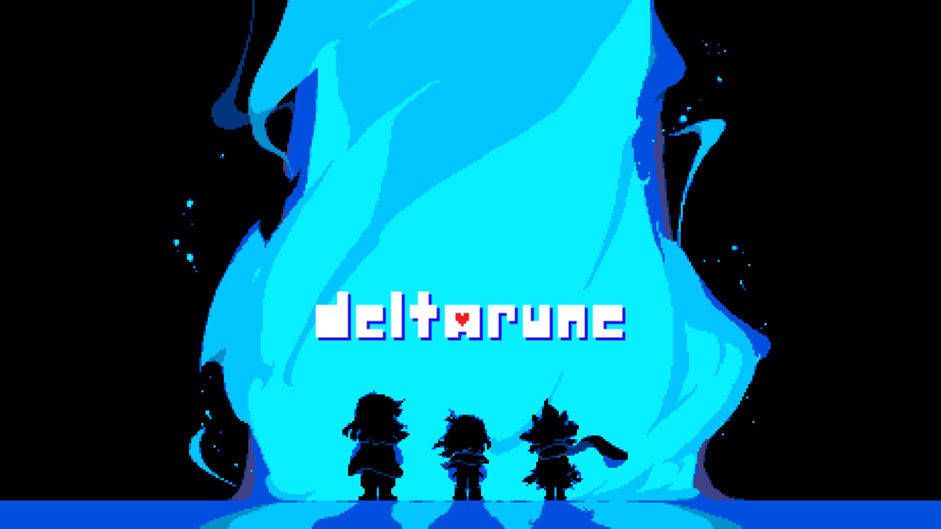 Deltarune personaggi silhouette fiamma blu, 1920x1080 Full HD, Desktop