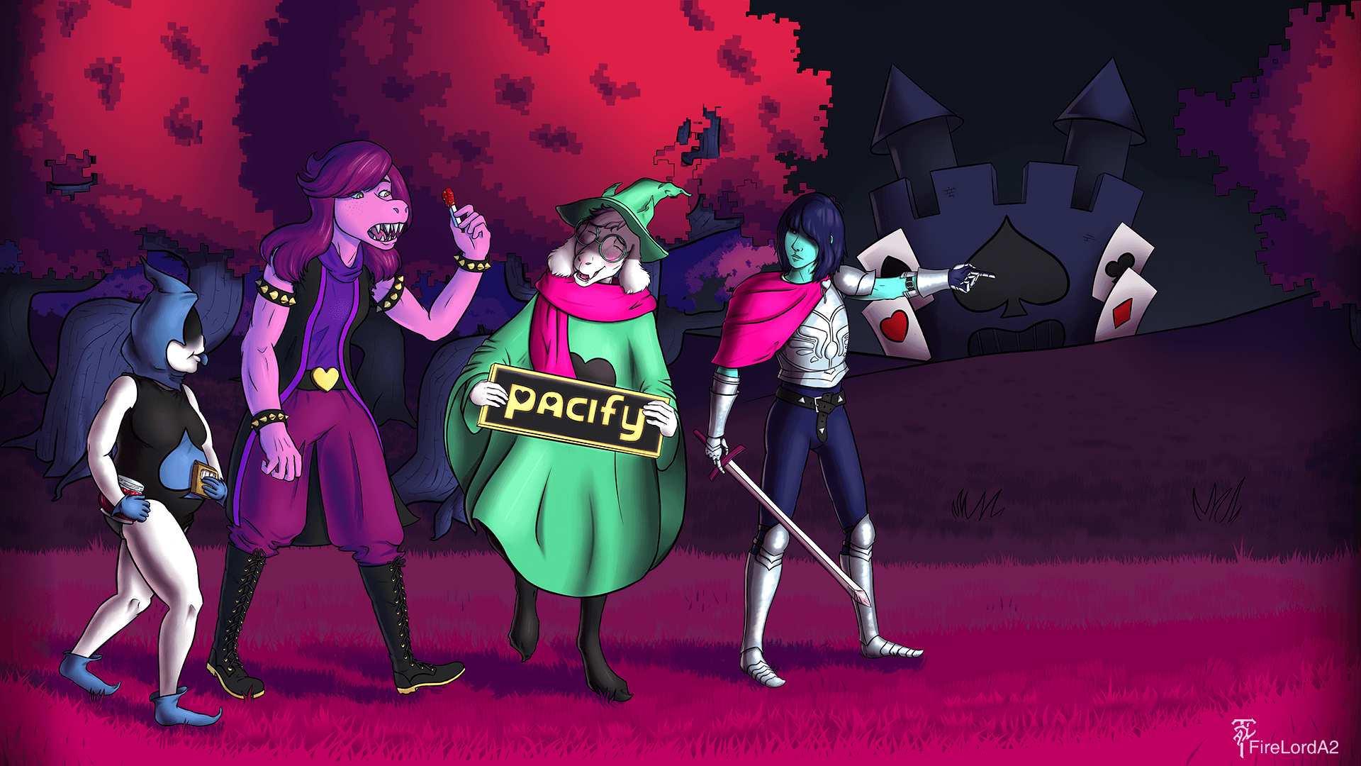 Susie Deltarune minimalista rosso, 1920x1080 1080p, Desktop