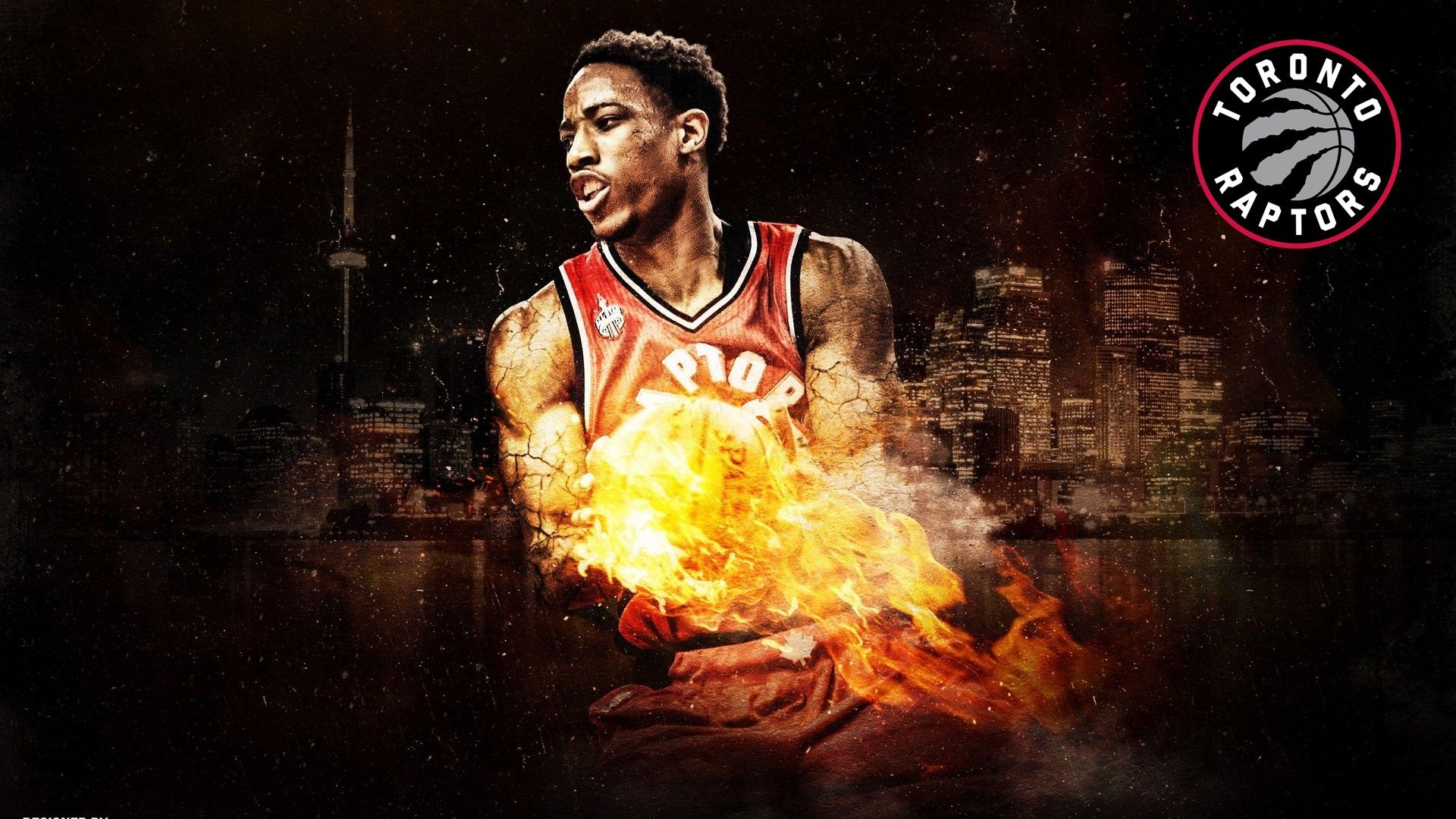 DeMar DeRozan Toronto Raptors fiamme, NBA, 1920x1080 Full HD 1080p, Desktop