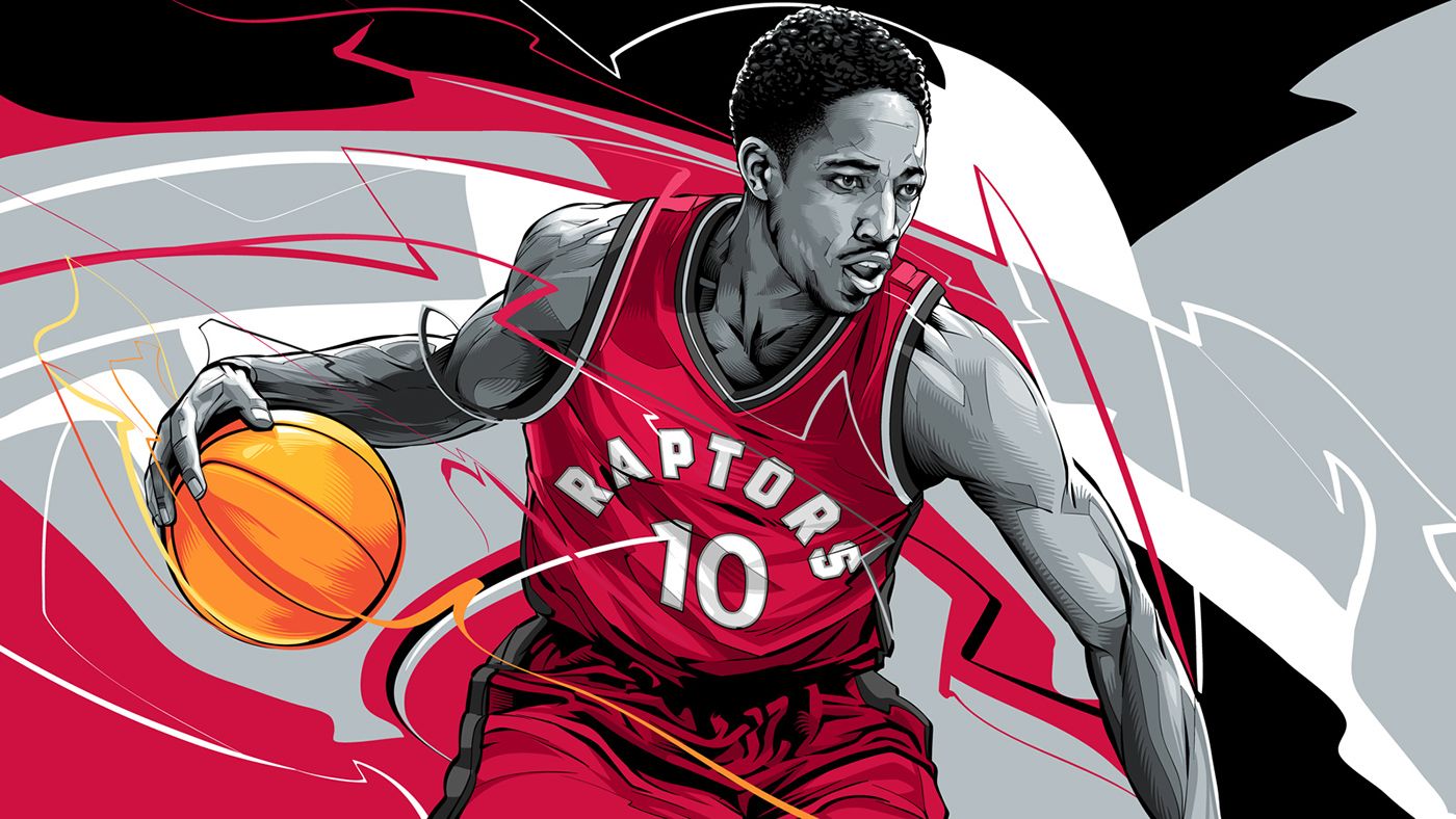 DeMar DeRozan Raptors illustrazione, basket, 1400x788 720p, Laptop