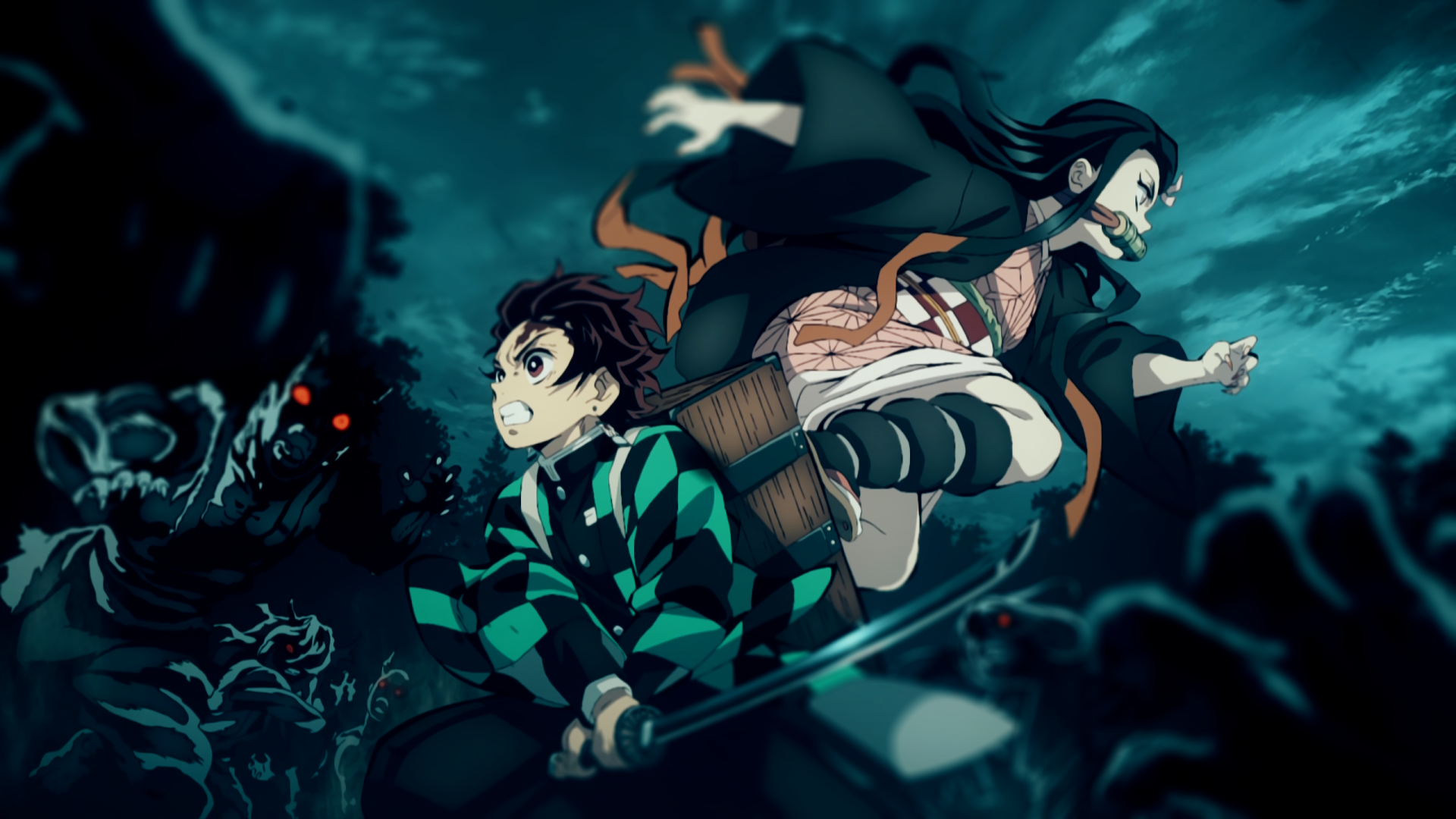 Tanjiro e Nezuko, Demon Slayer, anime, 1920x1080 Full HD 1080p, PC