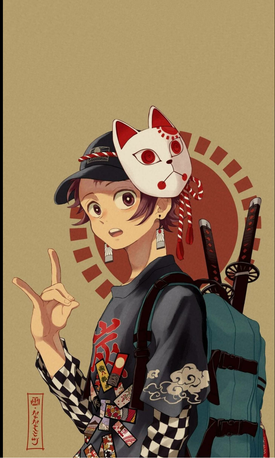 Tanjiro con maschera volpe, 947x1578 Verticale, Xiaomi