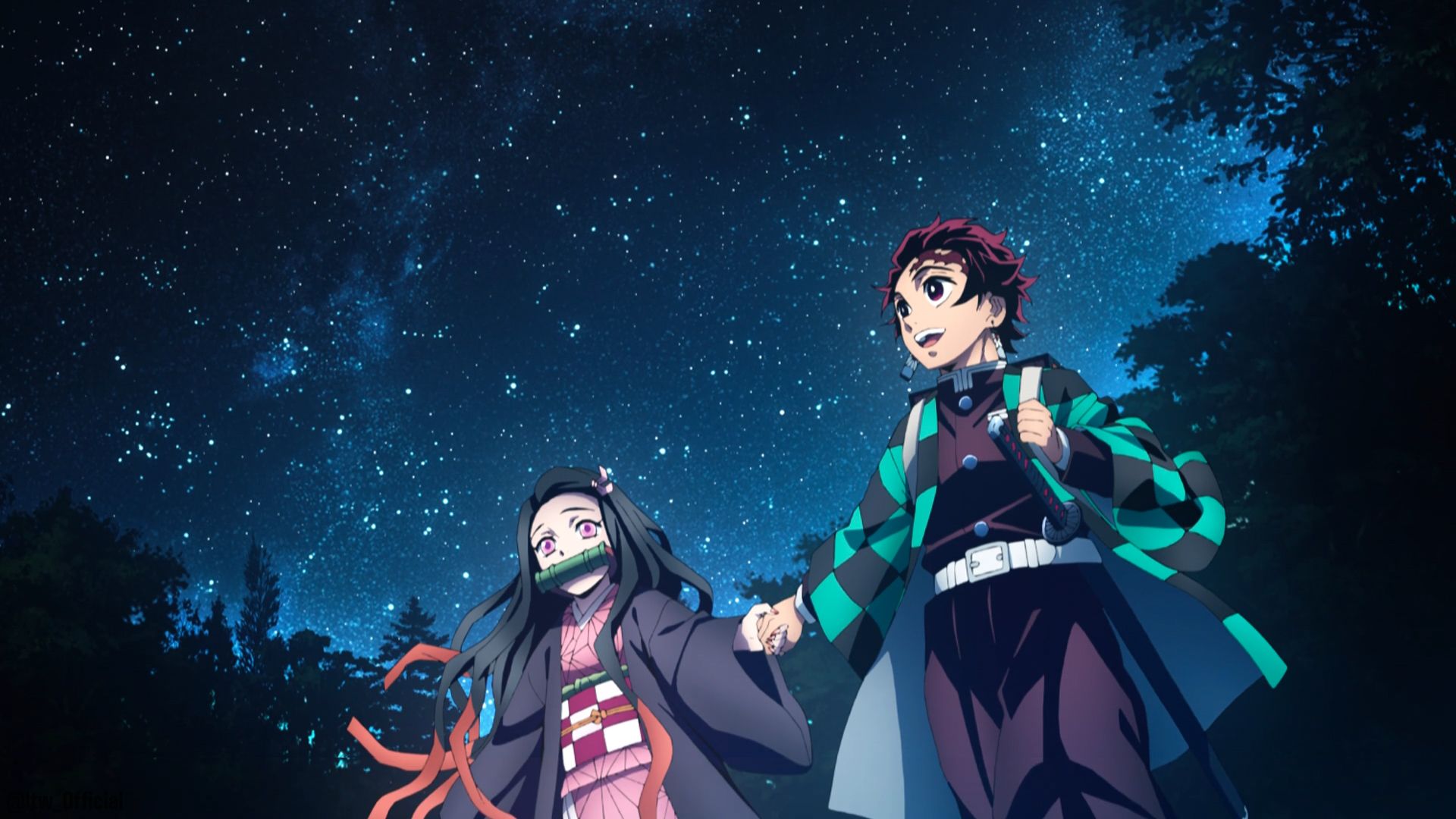 Tanjiro e Nezuko, notte stellata, Demon Slayer, 1920x1080 Full HD 1080p, Laptop