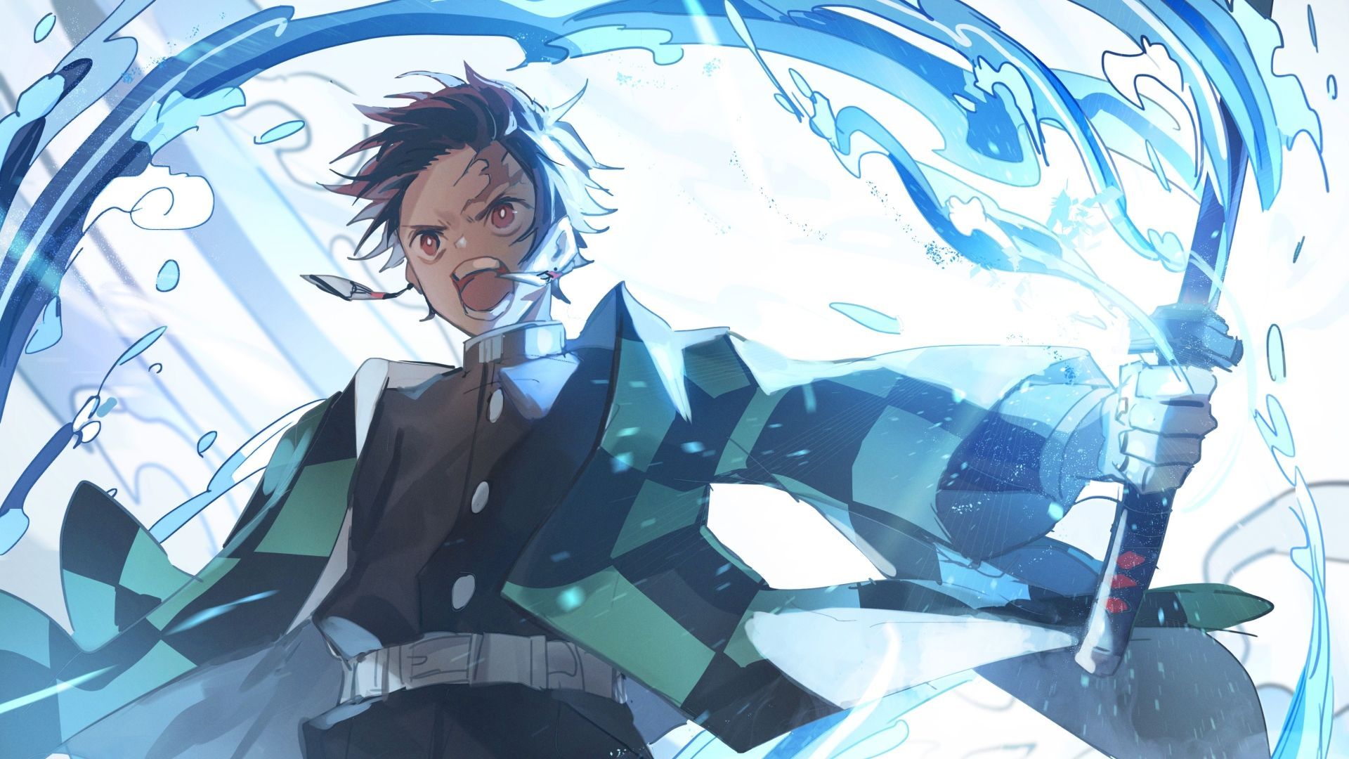 Tanjiro Kimetsu no Yaiba spada, Demon Slayer, 1920x1080 Full HD, PC