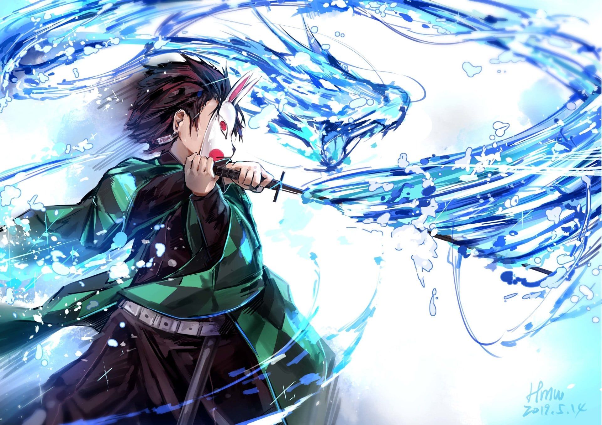 Tanjiro Demon Slayer acqua, ammazzademoni, 1920x1357 WUXGA, Desktop