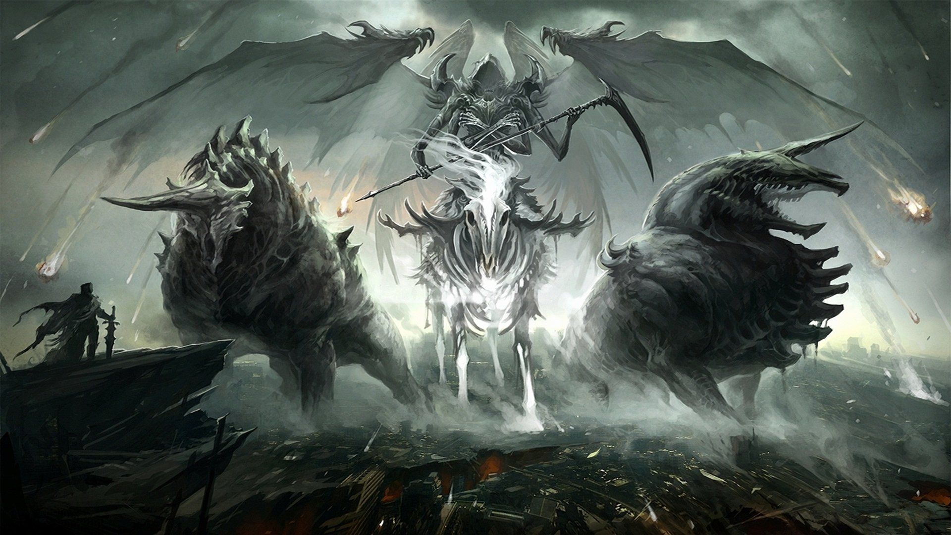 Cavaliere alato con creature demoniache, 1920x1080 Full HD 1080p, PC Desktop