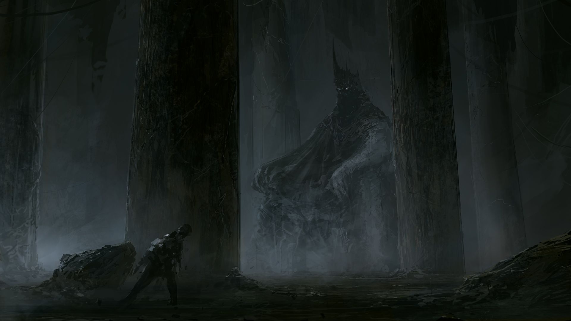 Figura solitaria in foresta scura, 1920x1080 1080p, PC Desktop