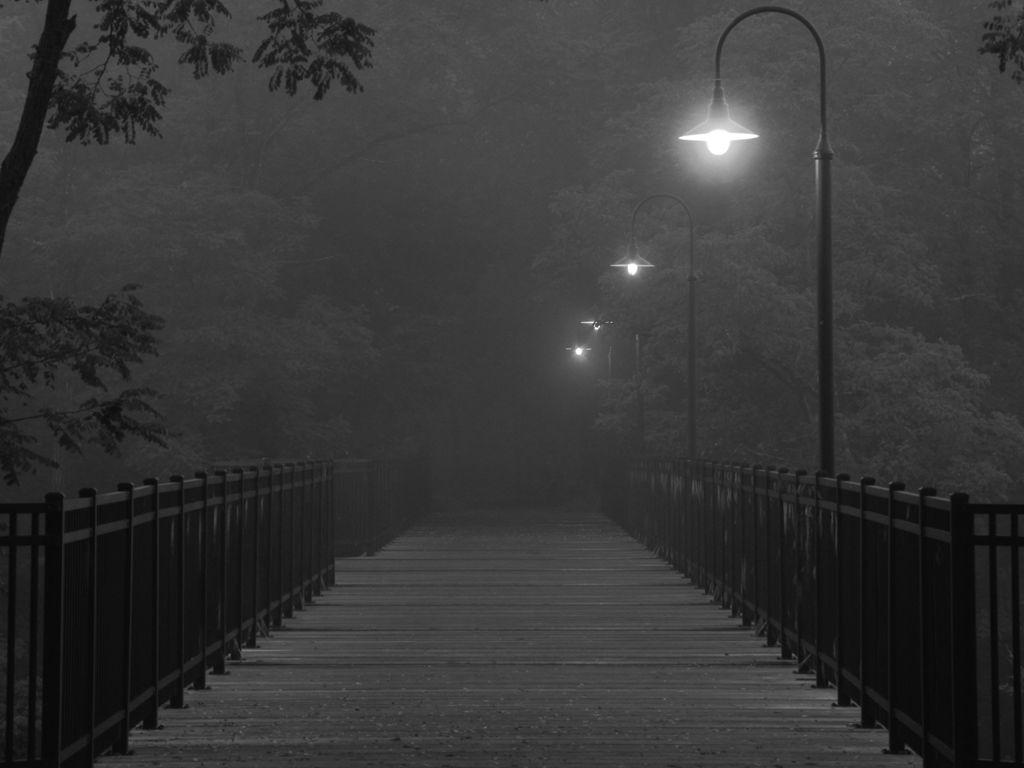 passerella nebbia notturna buia, 1024x768 HD, Desktop