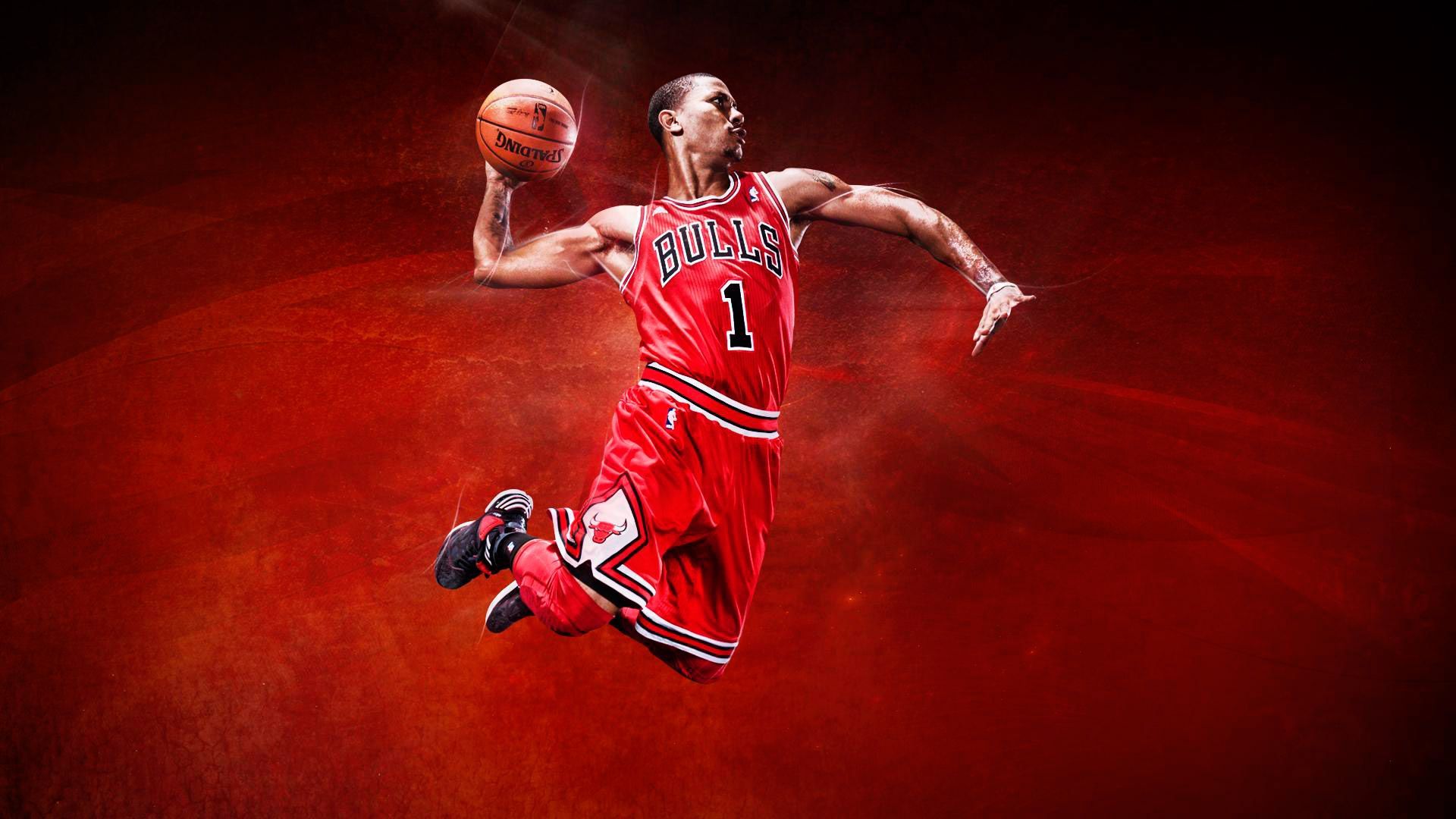 Derrick Rose Chicago Bulls schiacciata, NBA, 1920x1080 Full HD, Laptop