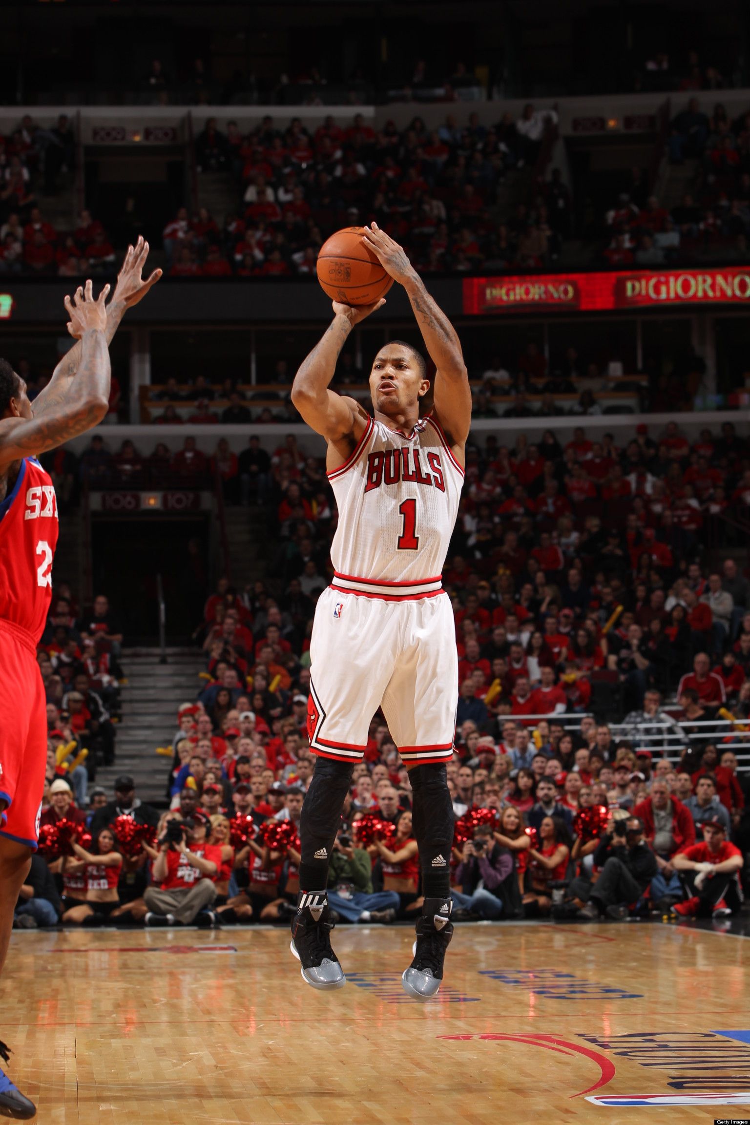 Derrick Rose tiro Bulls, 1536x2304 Full HD Verticale, iPhone Pro