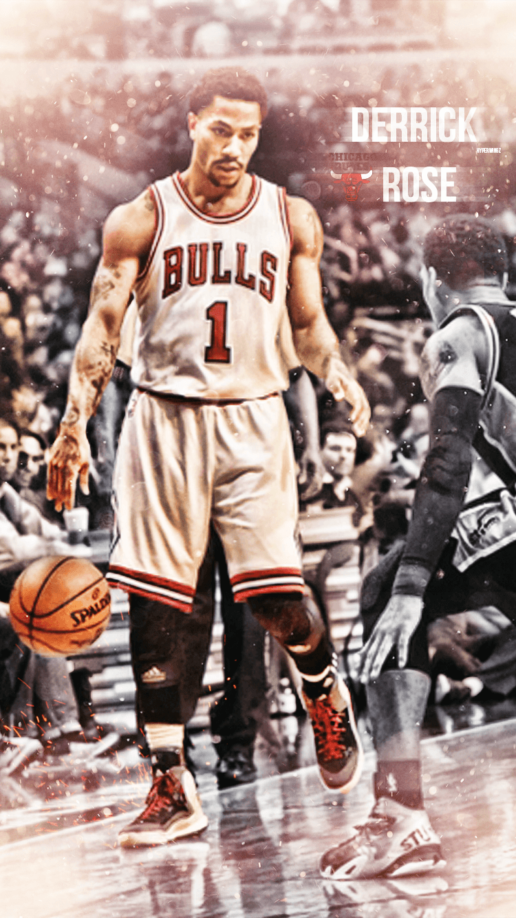 Derrick Rose Chicago Bulls basket, NBA, 750x1334 Verticale, iPhone Plus