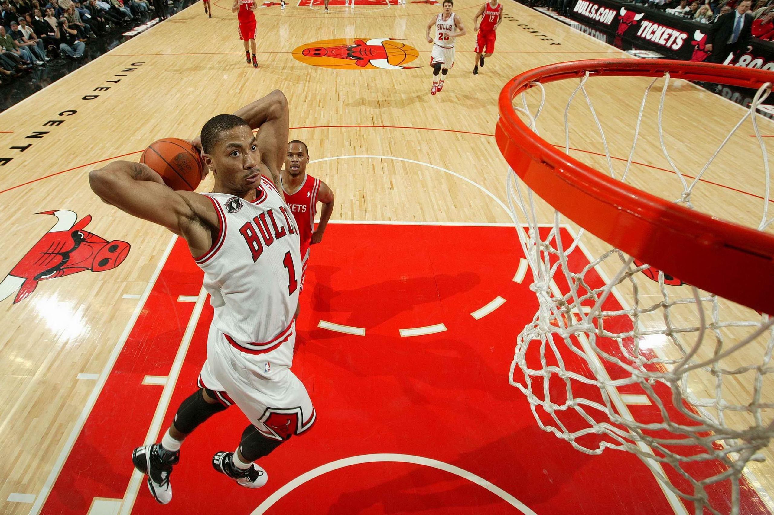 Derrick Rose schiacciata Chicago Bulls, 2560x1706 2K, Monitor Gaming