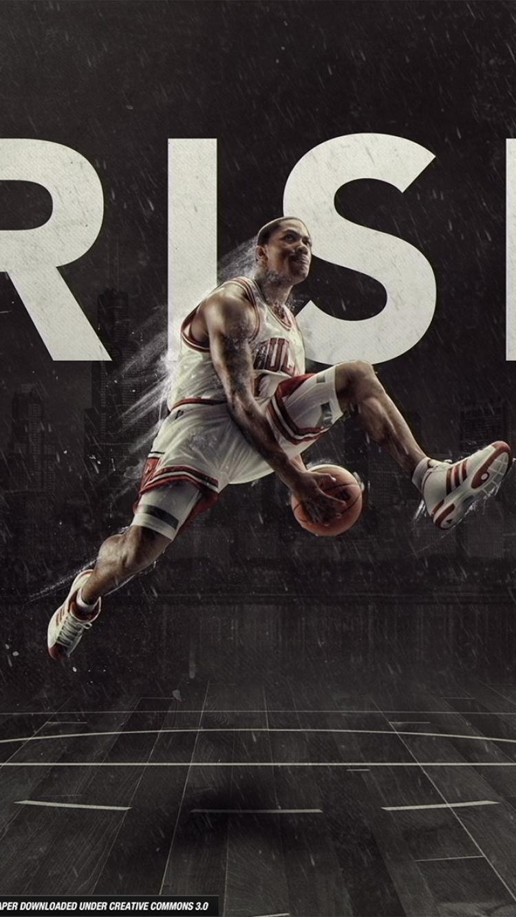 Derrick Rose schiacciata Bulls, 750x1334 Full HD Verticale, iPhone