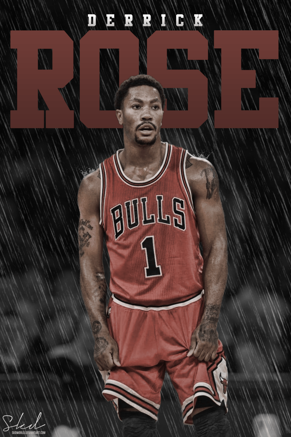 Derrick Rose Chicago Bulls, NBA, 970x1457 Verticale, iPhone Pro