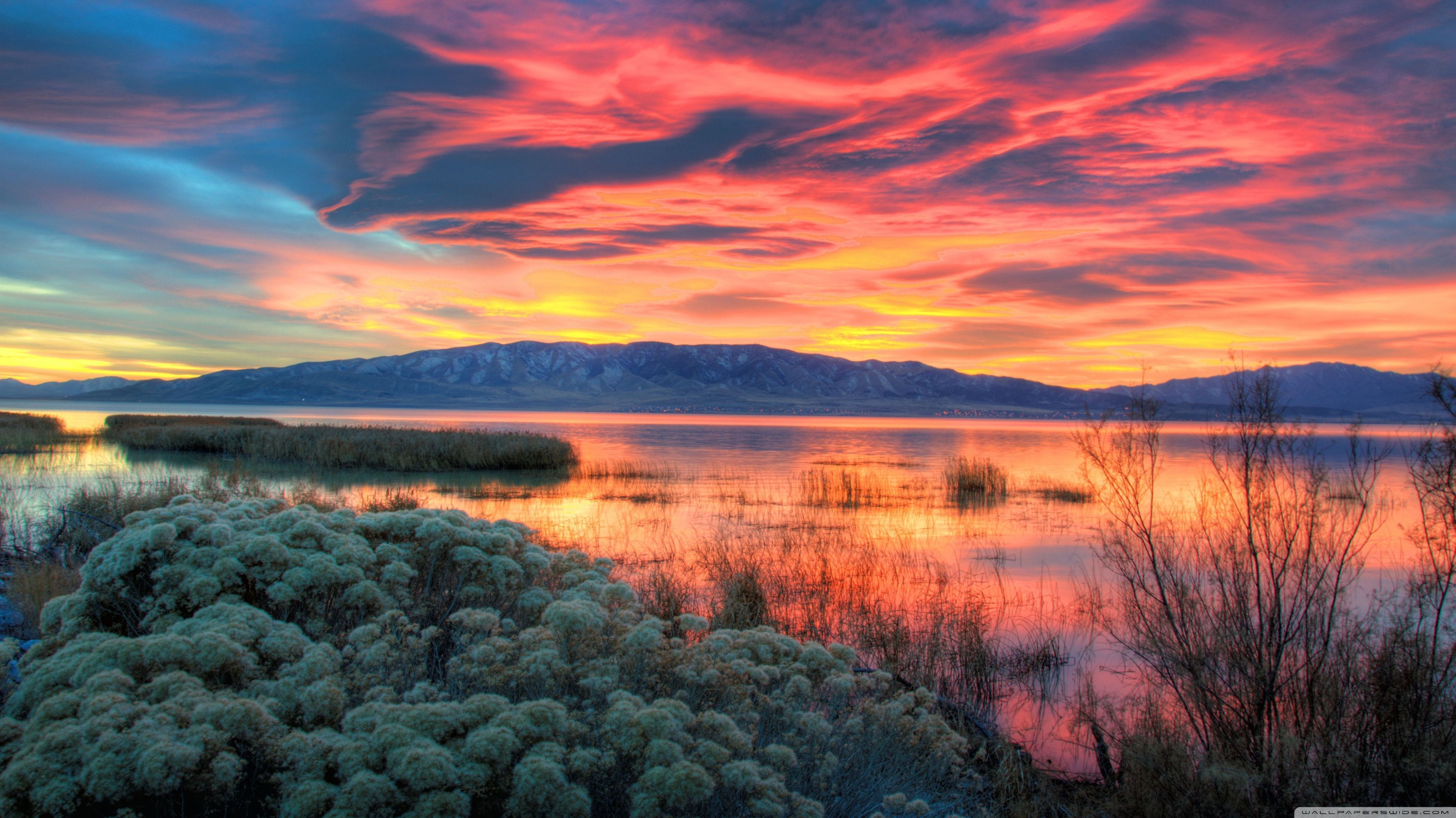 Tramonto lago montagne New Mexico, 3554x1999 WQXGA, Desktop