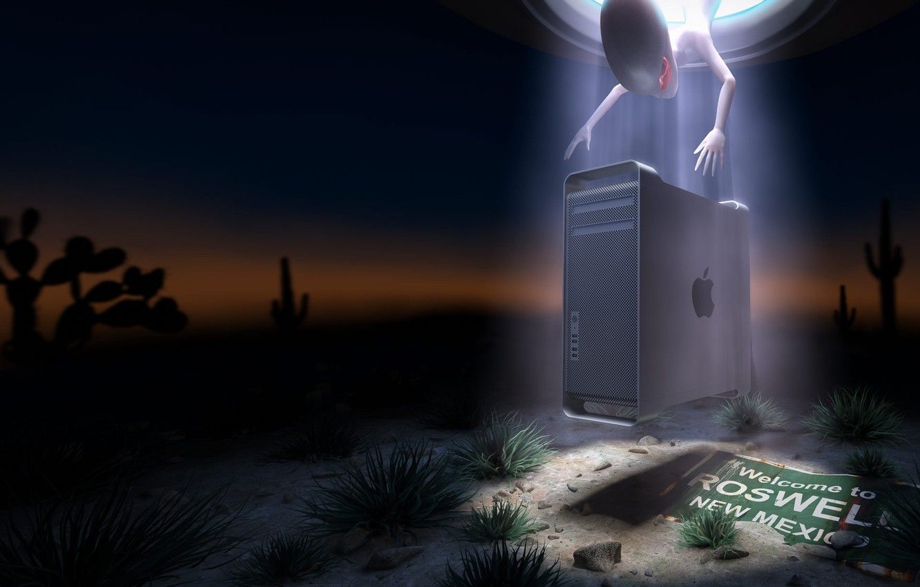 Alieno con Mac Pro deserto, 1332x850 720p, Laptop