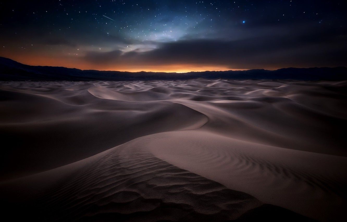 Deserto di notte, dune sabbia, 1332x850 720p, PC