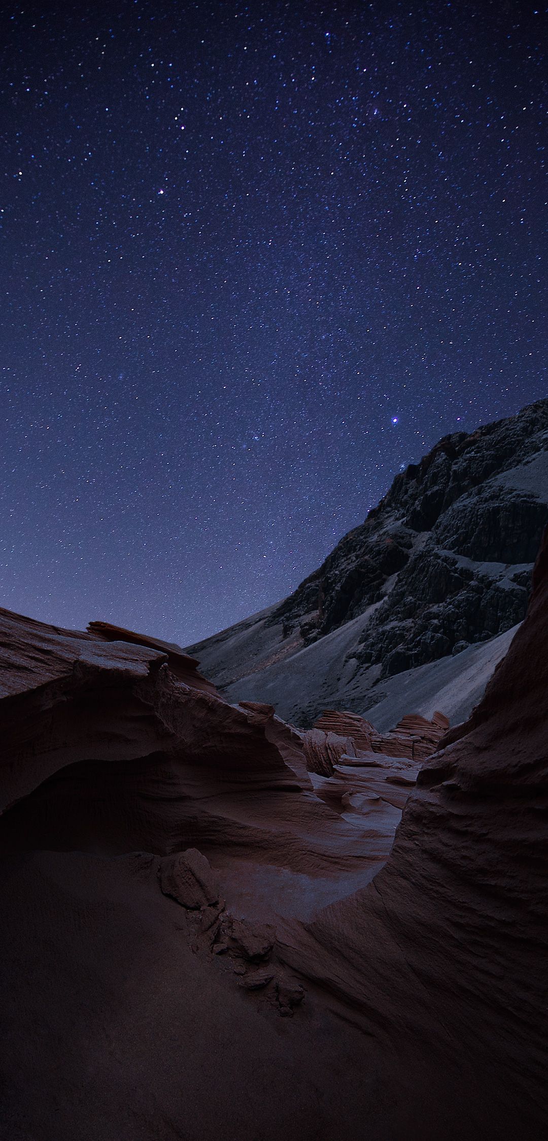 Deserto roccioso notturno stellato, 1080x2246 Verticale, Mobile