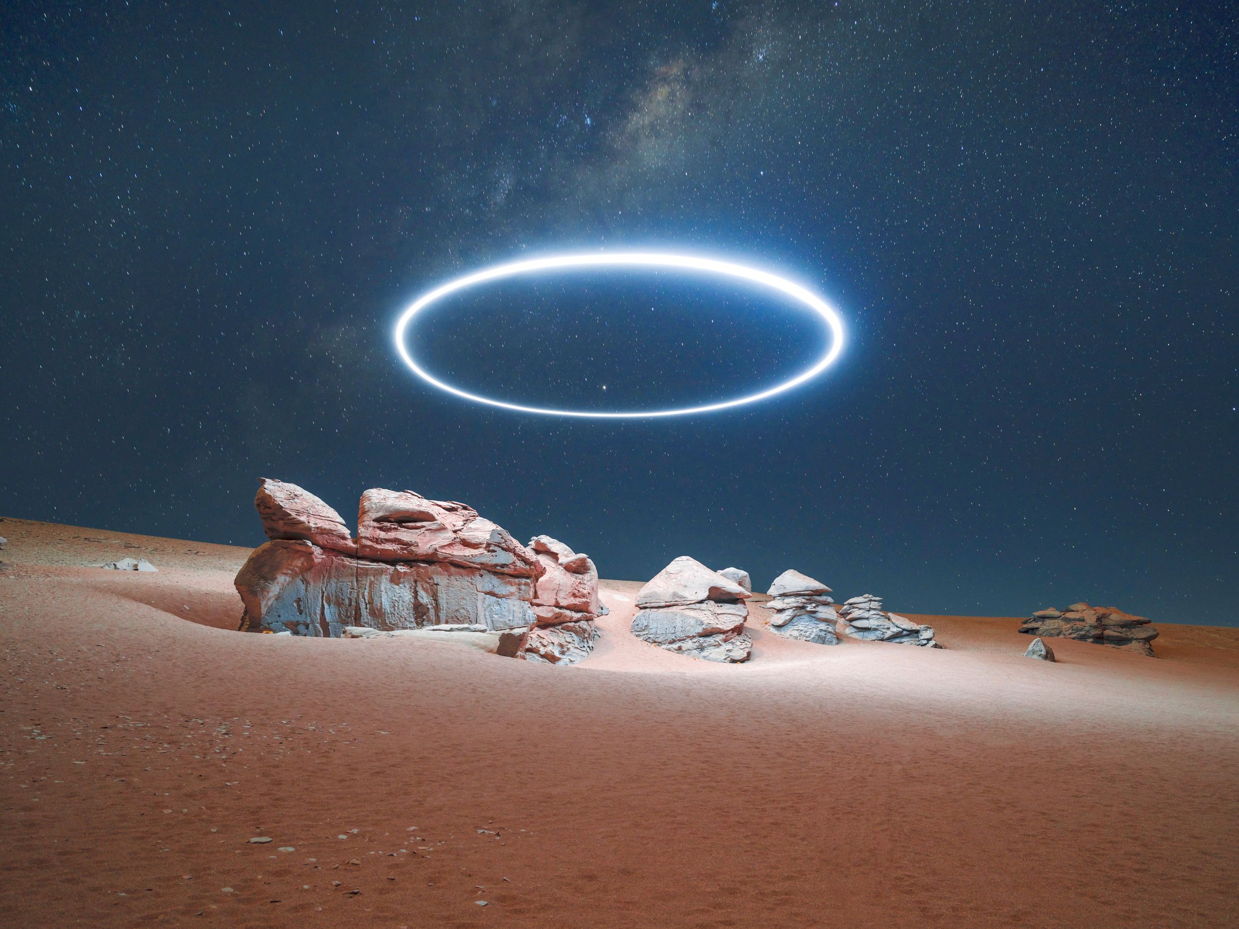 Anello luminoso deserto notturno, 2500x1875 2K, Laptop