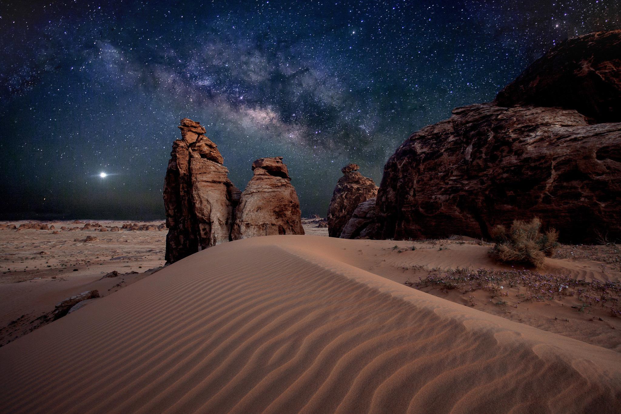 Deserto notturno con Via Lattea, 2048x1365 2K, Desktop