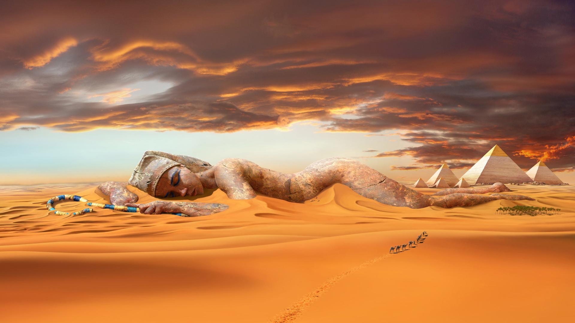 Statua sepolta nel deserto, 1920x1080 1080p, Desktop