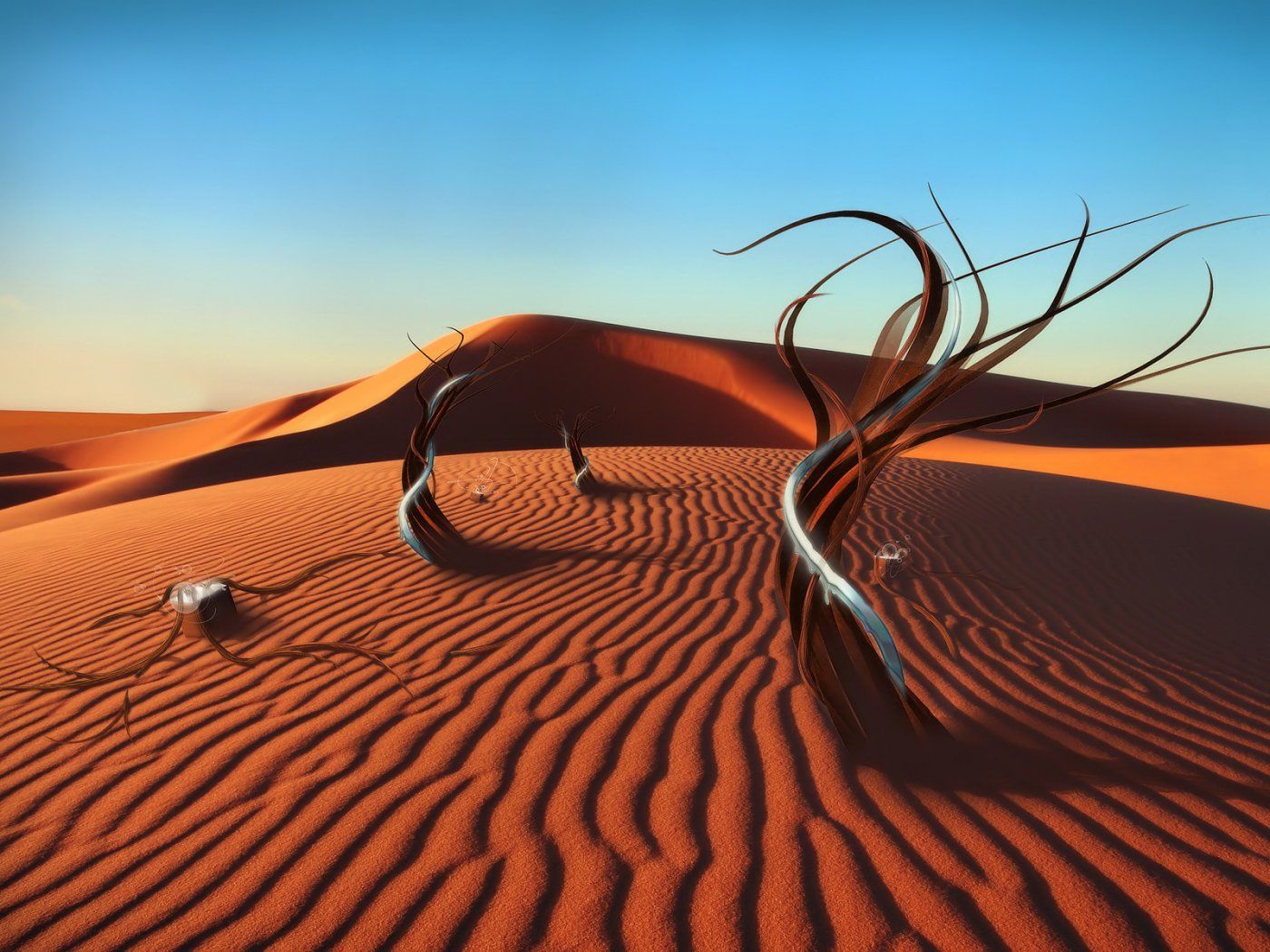 Dune desertiche con rami secchi, 1400x1050 720p, PC