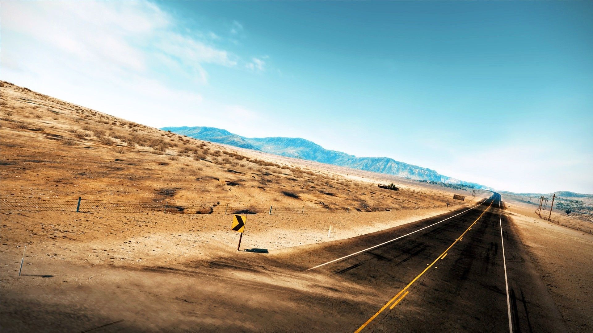 Strada deserta con montagne, 1920x1080 Full HD, PC Desktop