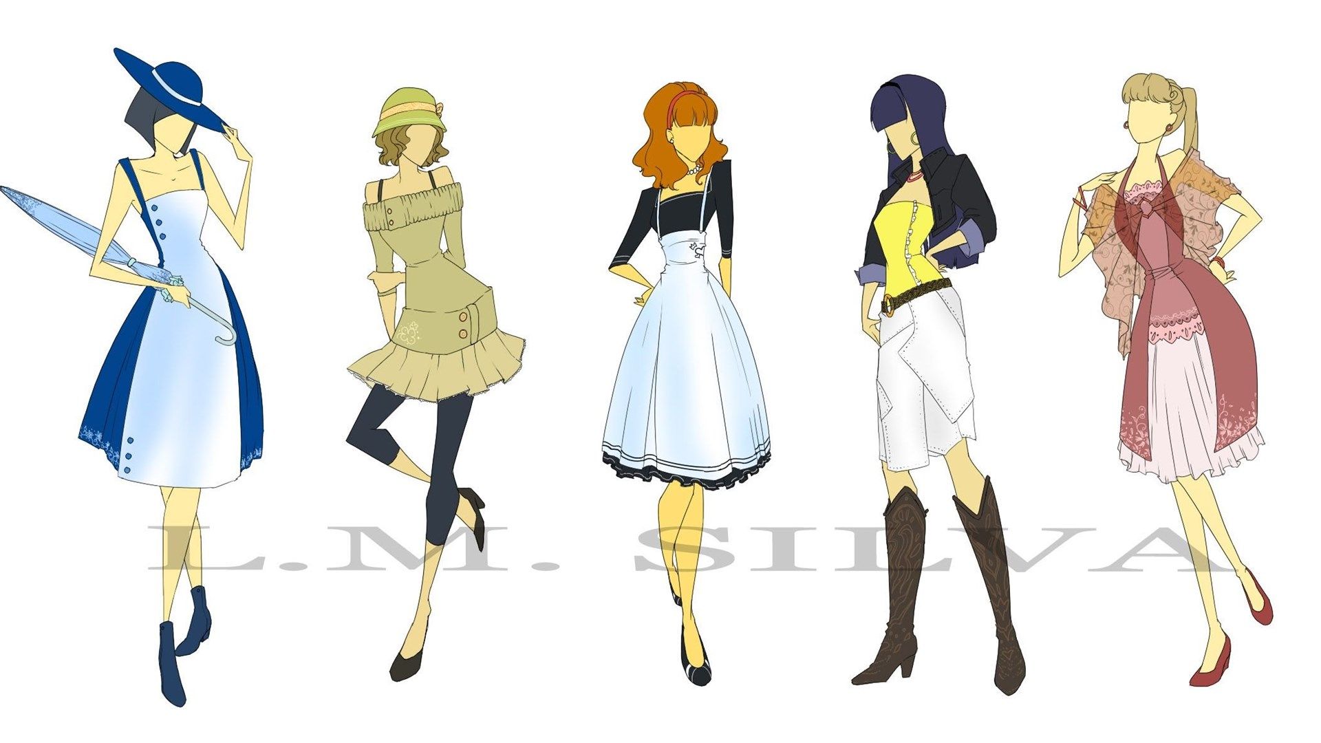 Illustrazione moda figurino stilizzato, 1600x900 HD, Desktop