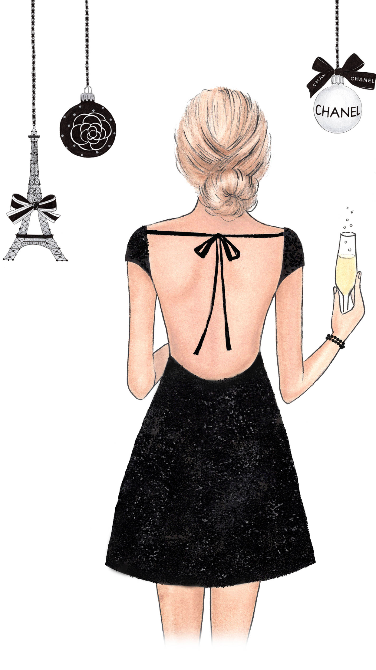 Illustrazione moda abito nero, 1242x2208 Verticale, POCO