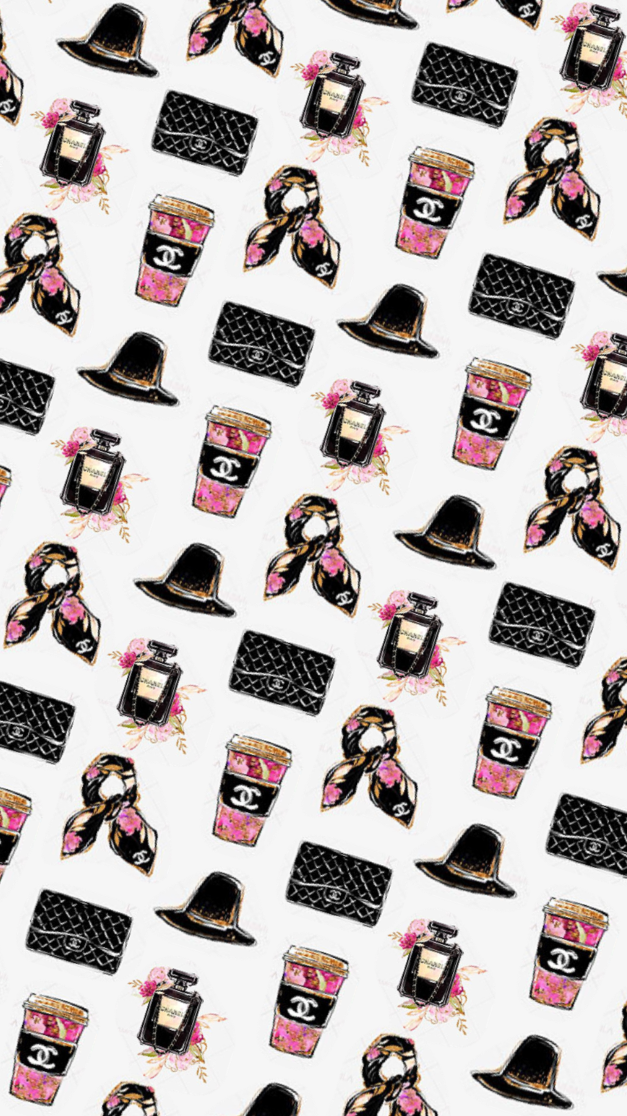 Pattern accessori moda Chanel, francese, 1242x2208 Full HD Verticale, iPhone