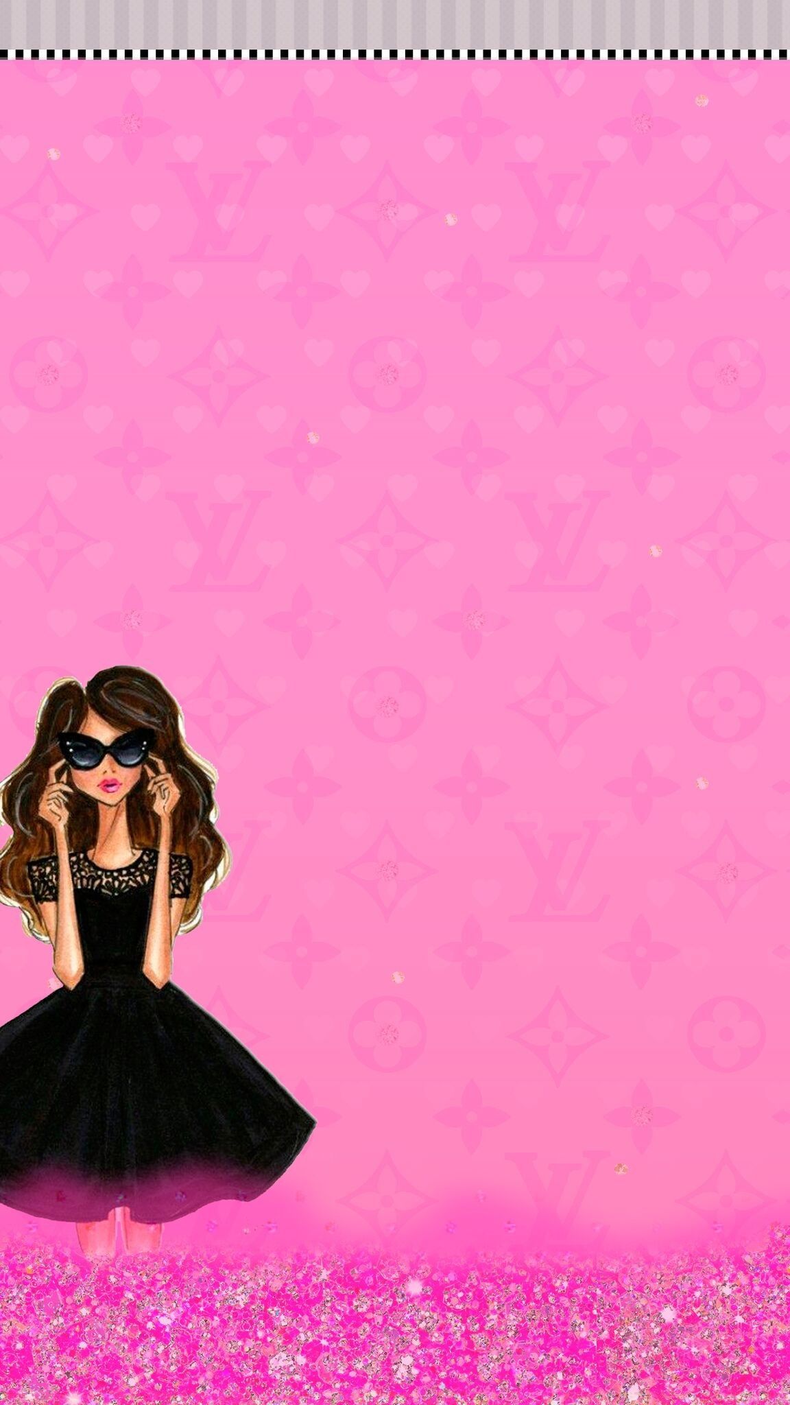 Illustrazione ragazza moda rosa, 1152x2048 Full HD Verticale, iPhone