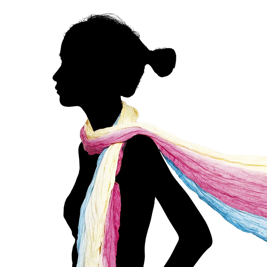 Silhouette donna con sciarpa colorata, 1024x1024 HD, PC