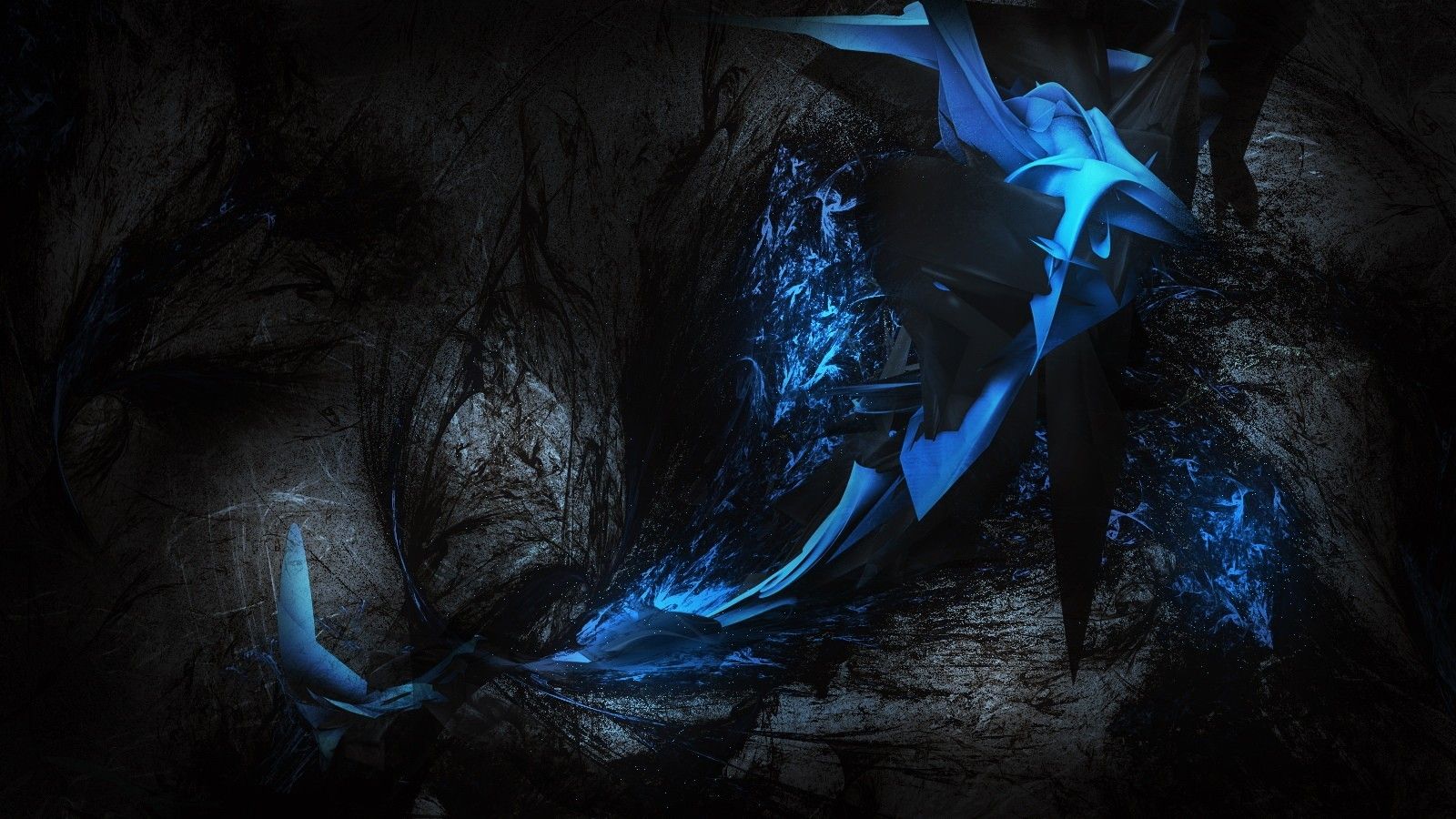 Cristalli blu astratti oscuri, 1600x900 HD, PC