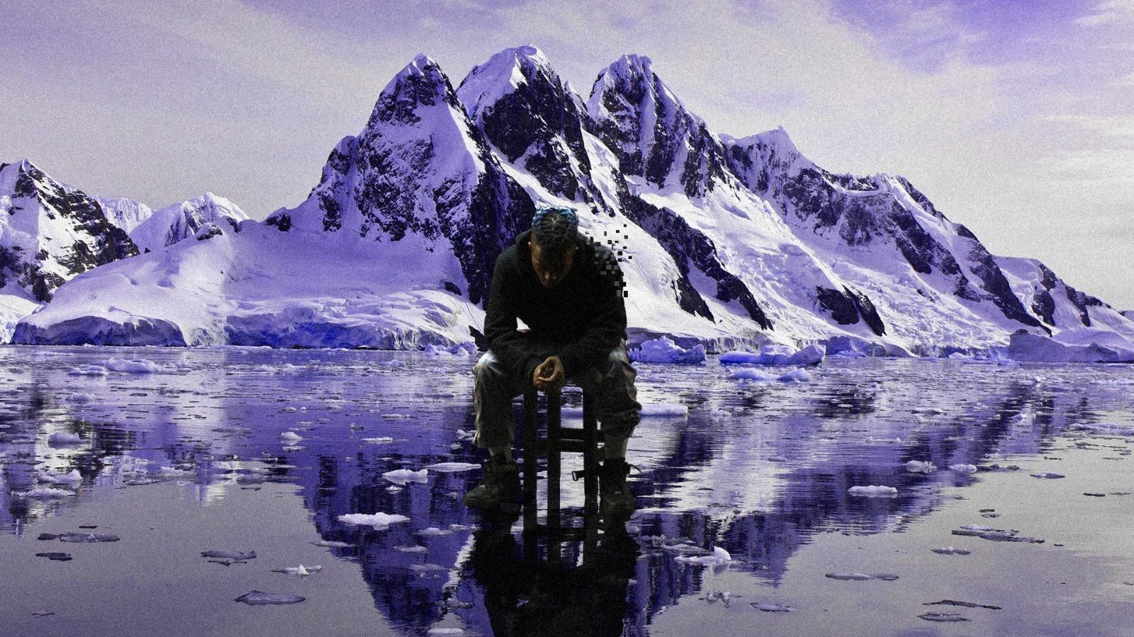 Persona su ghiaccio montagne innevate, 1600x900 900p, Desktop